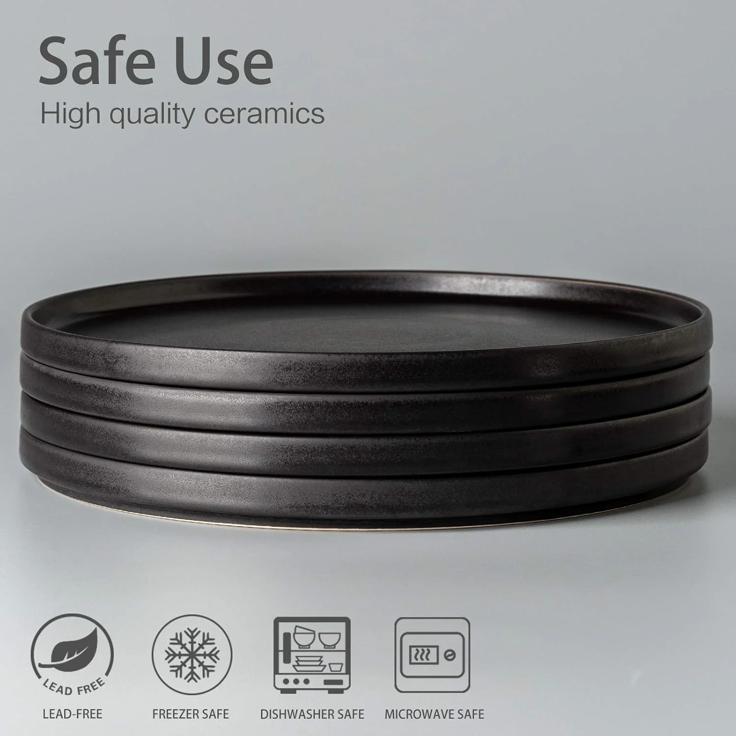 AmorArc Stoneware Dinner Plates Set of 4, 10.5 Inch Reactive Matte Glaze Ceramic Plates Set, Modern Dinnerware Dish set for Kitchen, Microwave, Dishwasher Safe, Scratch Resistant. AmorArc Stoneware Dinner Plates Set of 4, 10.5 Inch Reactive Matte Glaze Ceramic Plates Set, Modern Dinnerware Dish set for Kitchen, Microwave, Dishwasher Safe, Scratch Resistant.