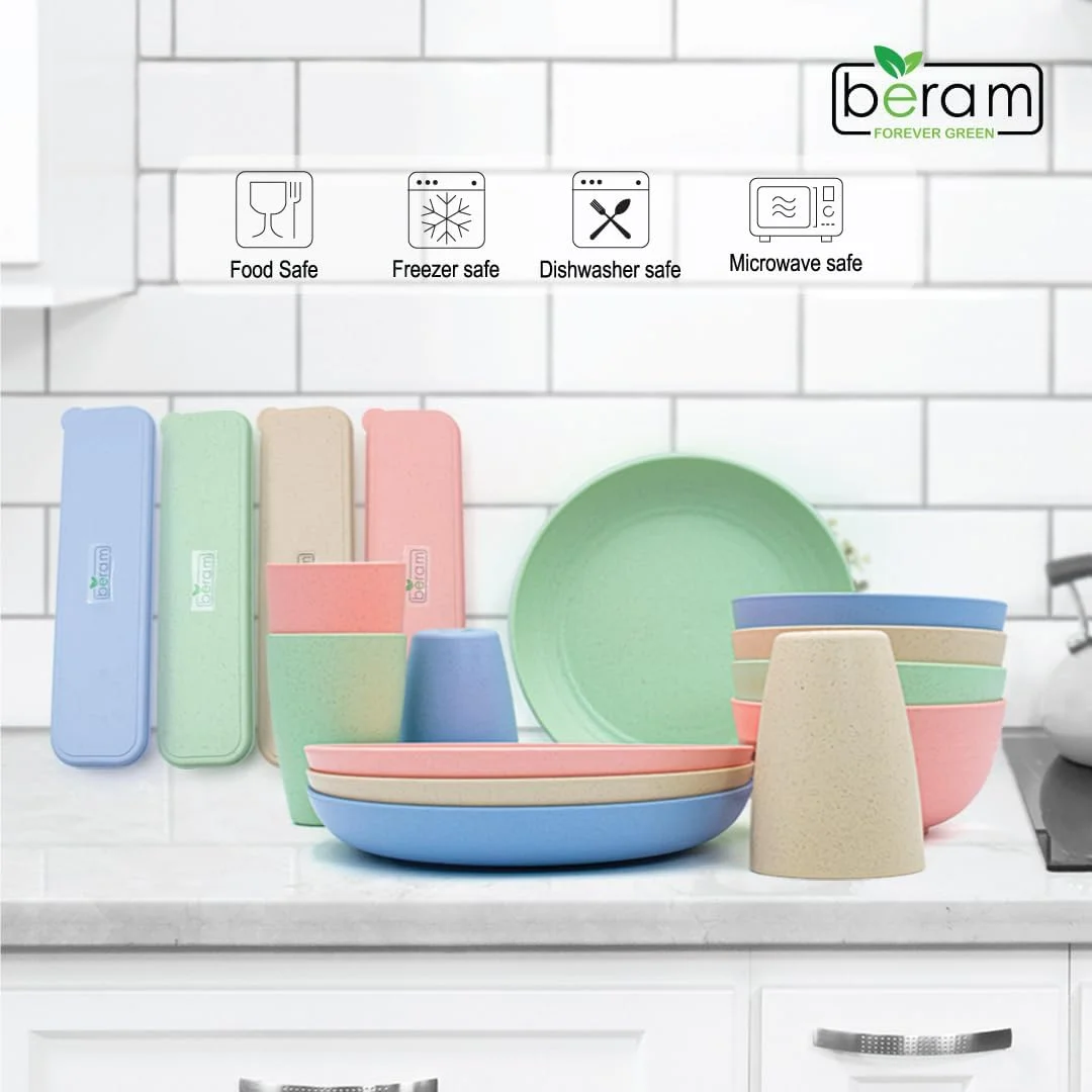 ست غذاخوری 28 پارچه برام، لوازم جانبی میز غذاخوری کاه گندم، محصولات آشپزخانه سالم، بشقاب و کاسه، کارد و چنگال با جعبه مسافرتی، ایمن در مایکروویو و بدون BPA، ظروف غذاخوری برای استفاده روزانه ست غذاخوری 28 پارچه برام، لوازم جانبی میز غذاخوری کاه گندم، محصولات آشپزخانه سالم، بشقاب و کاسه، کارد و چنگال با جعبه مسافرتی، ایمن در مایکروویو و بدون BPA، ظروف غذاخوری برای استفاده روزانه