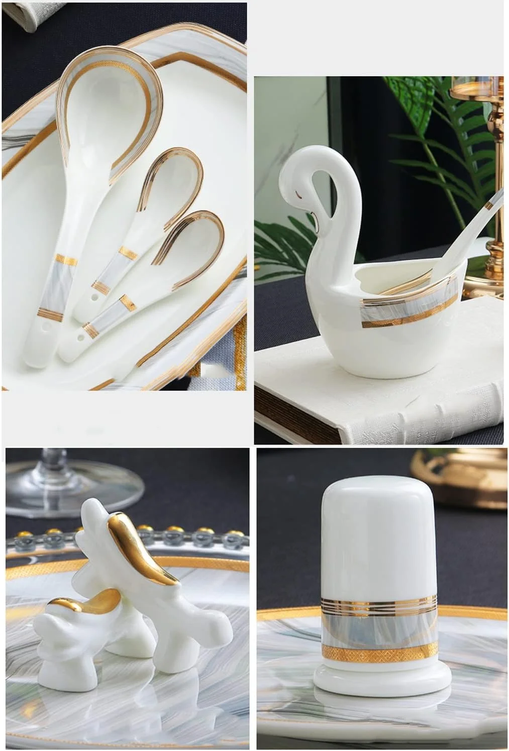 سرویس ظروف غذاخوری 60 پارچه آشپزخانه، ست بشقاب سرامیکی شیک، ست بشقاب و کاسه چینی لوکس، مناسب برای پذیرایی از مهمانی ها و رویدادها برای 10 نفر