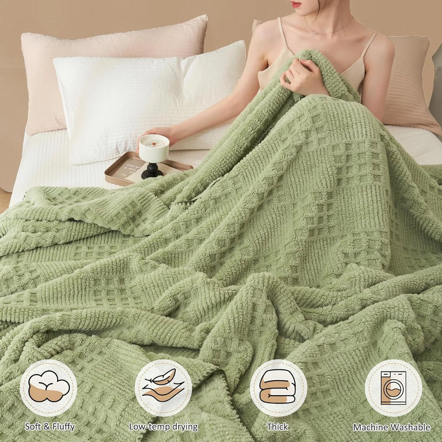 پتوی نوازشگر 150 x 200 سانتی متر، پتوی کرکی، روتختی نرم وافل پیک، پتوی نوازشگر مقاوم در برابر چروک و تنفس پذیر، رو تختی برای تخت مبل، 100% پلی استر 400 گرم بر متر مربع (سبز، 150 x 200 سانتی متر) پتوی نوازشگر 150 x 200 سانتی متر، پتوی کرکی، روتختی نرم وافل پیک، پتوی نوازشگر مقاوم در برابر چروک و تنفس پذیر، رو تختی برای تخت مبل، 100% پلی استر 400 گرم بر متر مربع (سبز، 150 x 200 سانتی متر)