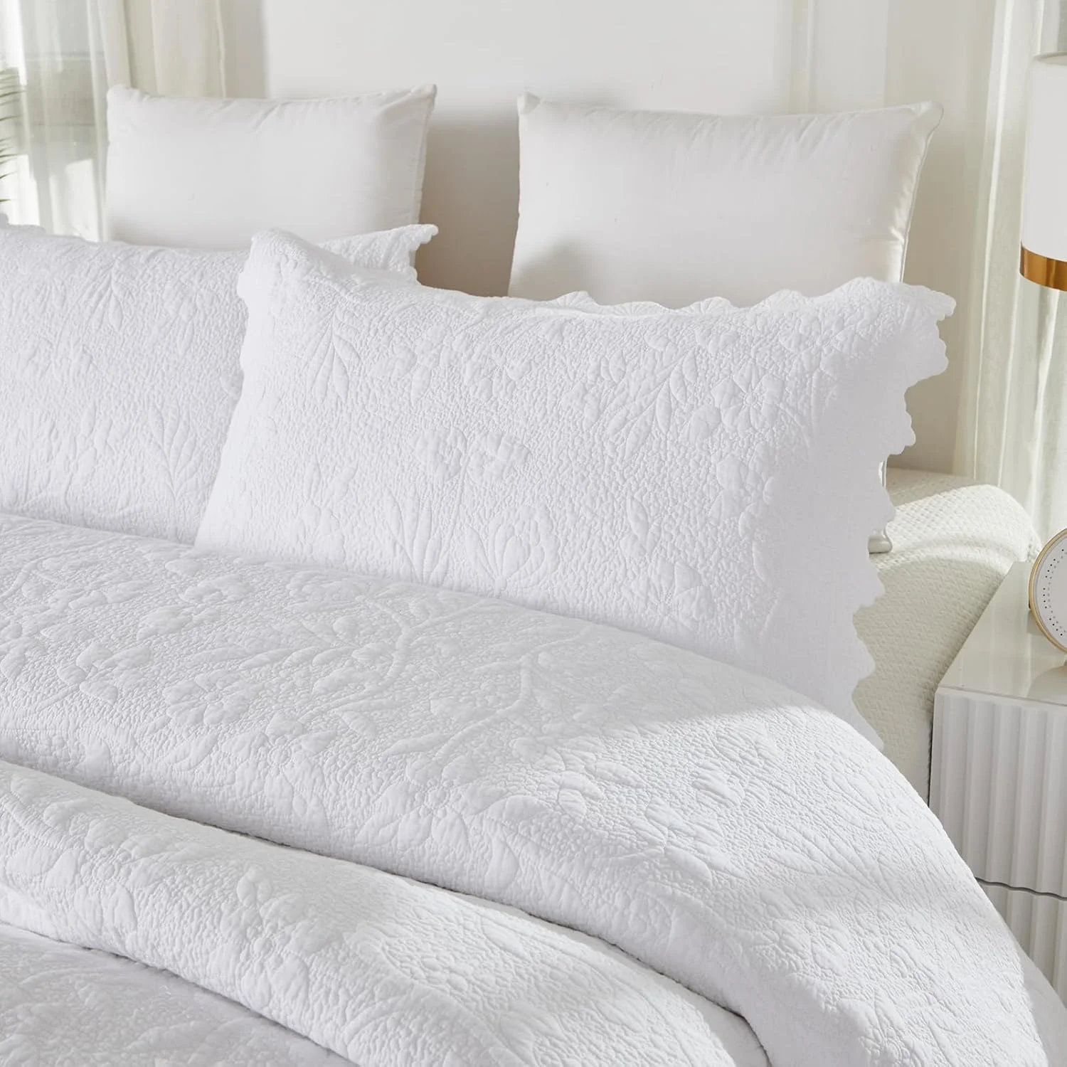 برندریم (A) - ست لحاف تختخواب دونفره سفید، روتختی لوکس