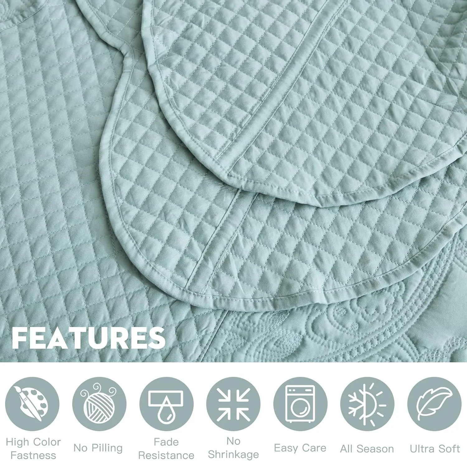 روتختی کینگ سایز بزرگ Blythease ابعاد 325x305 فوق العاده عریض، مناسب کینگ/کالیفرنیا کینگ، رنگ سبز دریایی