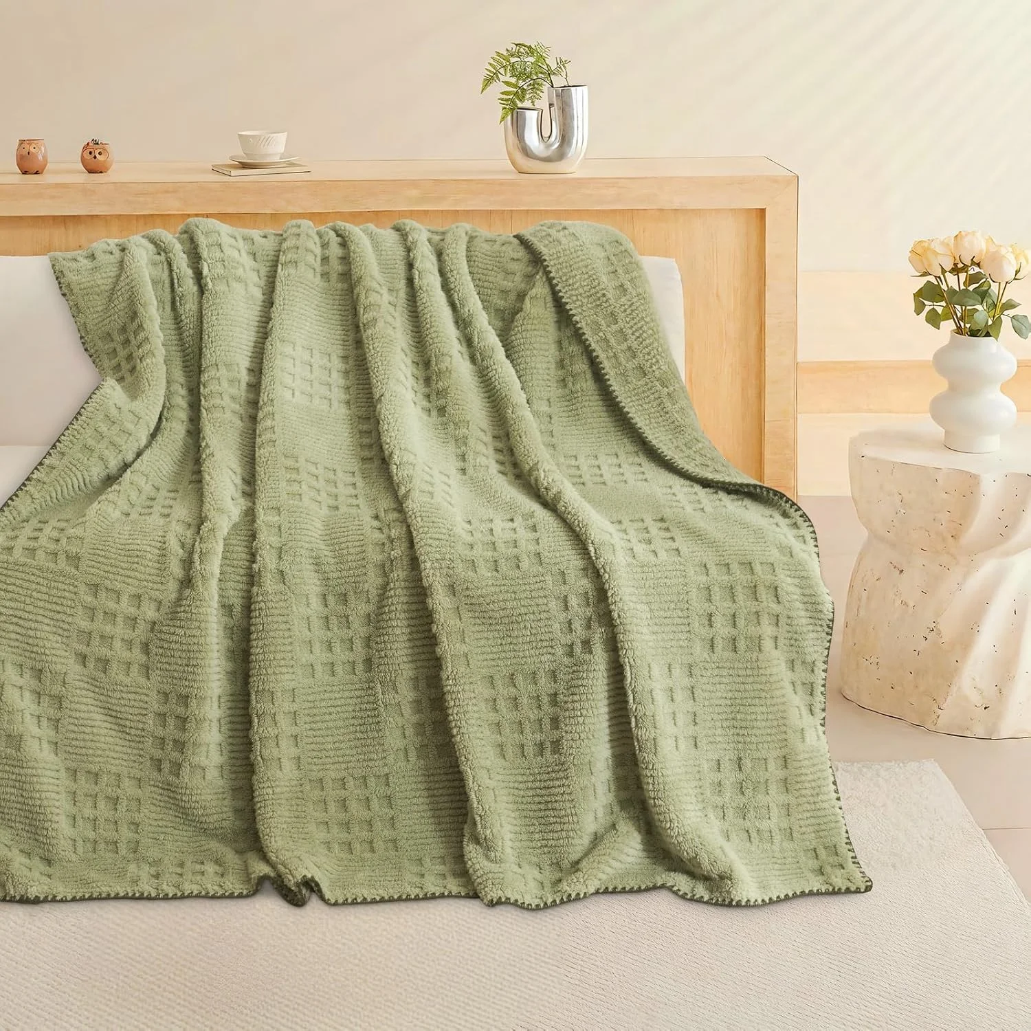 پتوی نوازشگر 150 x 200 سانتی متر، پتوی کرکی، روتختی نرم وافل پیک، پتوی نوازشگر مقاوم در برابر چروک و تنفس پذیر، رو تختی برای تخت مبل، 100% پلی استر 400 گرم بر متر مربع (سبز، 150 x 200 سانتی متر) پتوی نوازشگر 150 x 200 سانتی متر، پتوی کرکی، روتختی نرم وافل پیک، پتوی نوازشگر مقاوم در برابر چروک و تنفس پذیر، رو تختی برای تخت مبل، 100% پلی استر 400 گرم بر متر مربع (سبز، 150 x 200 سانتی متر)