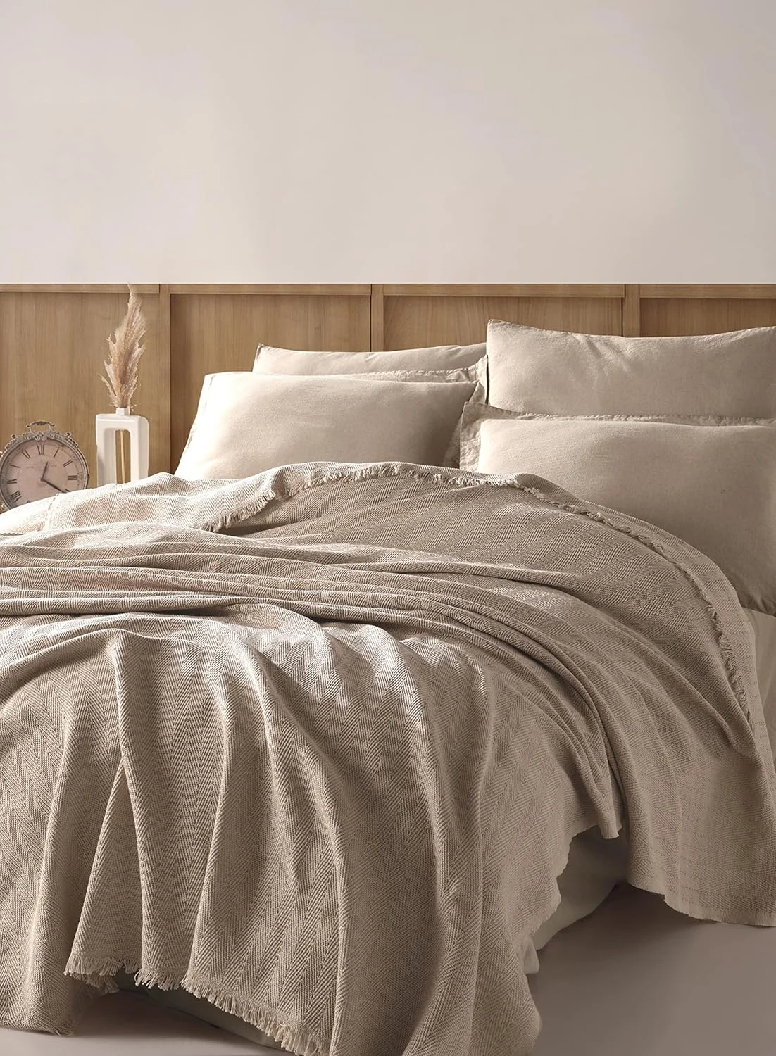 BOHORIA® Sera Bedspread | 100% Recycled Cotton | Oeko-Tex® | Bed Throw Reversible Blanket Sofa Blanket | Extra Large (Sepia, 200 x 230 cm)