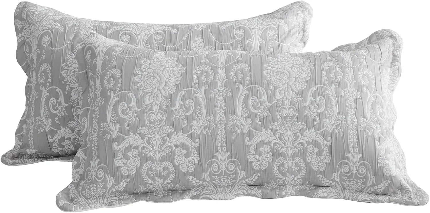 روتختی کینگ سایز بزرگ Blythease خاکستری 325x305 فوق العاده عریض، طرح ژاکارد ماتلاس دمشقی، سبک وزن، دو رو، 4 تکه، 100% میکروفایبر، کینگ/کال کینگ، خاکستری روتختی کینگ سایز بزرگ Blythease خاکستری 325x305 فوق العاده عریض، طرح ژاکارد ماتلاس دمشقی، سبک وزن، دو رو، 4 تکه، 100% میکروفایبر، کینگ/کال کینگ، خاکستری