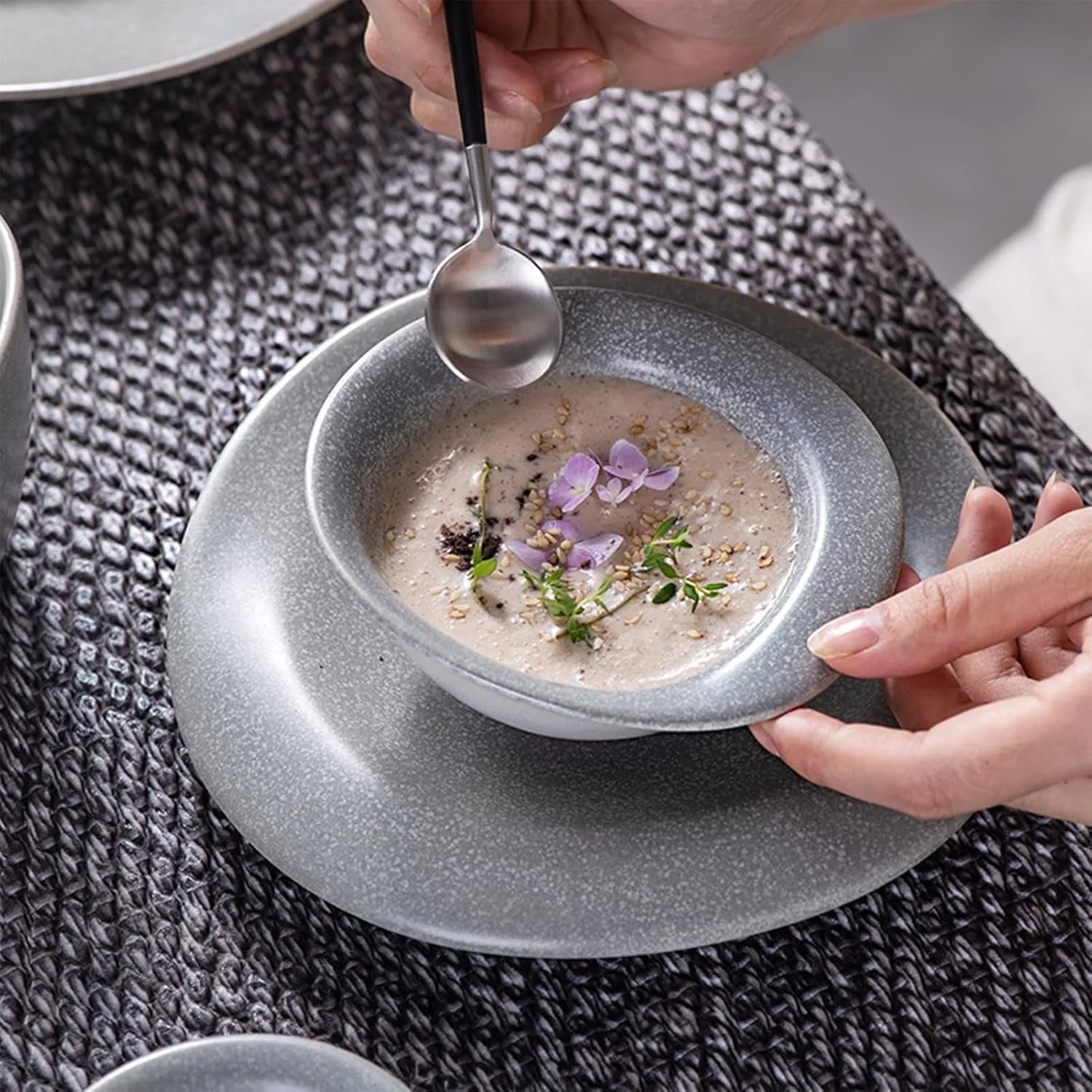 سرویس غذاخوری 52 پارچه چینی، شامل بشقاب دسر/بشقاب غذاخوری/کاسه/فنجان/نعلبکی، ست ظروف سرامیکی، ست ظروف غذاخوری آشپزخانه