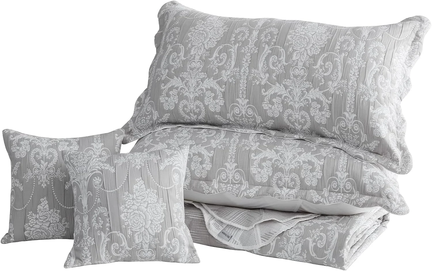 روتختی کینگ سایز بزرگ Blythease خاکستری 325x305 فوق العاده عریض، طرح ژاکارد ماتلاس دمشقی، سبک وزن، دو رو، 4 تکه، 100% میکروفایبر، کینگ/کال کینگ، خاکستری روتختی کینگ سایز بزرگ Blythease خاکستری 325x305 فوق العاده عریض، طرح ژاکارد ماتلاس دمشقی، سبک وزن، دو رو، 4 تکه، 100% میکروفایبر، کینگ/کال کینگ، خاکستری