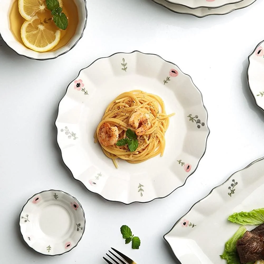 سرویس غذاخوری 29 پارچه، ست بشقاب و کاسه به سبک ژاپنی، ست ظروف چینی با طرح گلدار کوچک و تازه، مناسب برای 6 نفر سرویس غذاخوری 29 پارچه، ست بشقاب و کاسه به سبک ژاپنی، ست ظروف چینی با طرح گلدار کوچک و تازه، مناسب برای 6 نفر