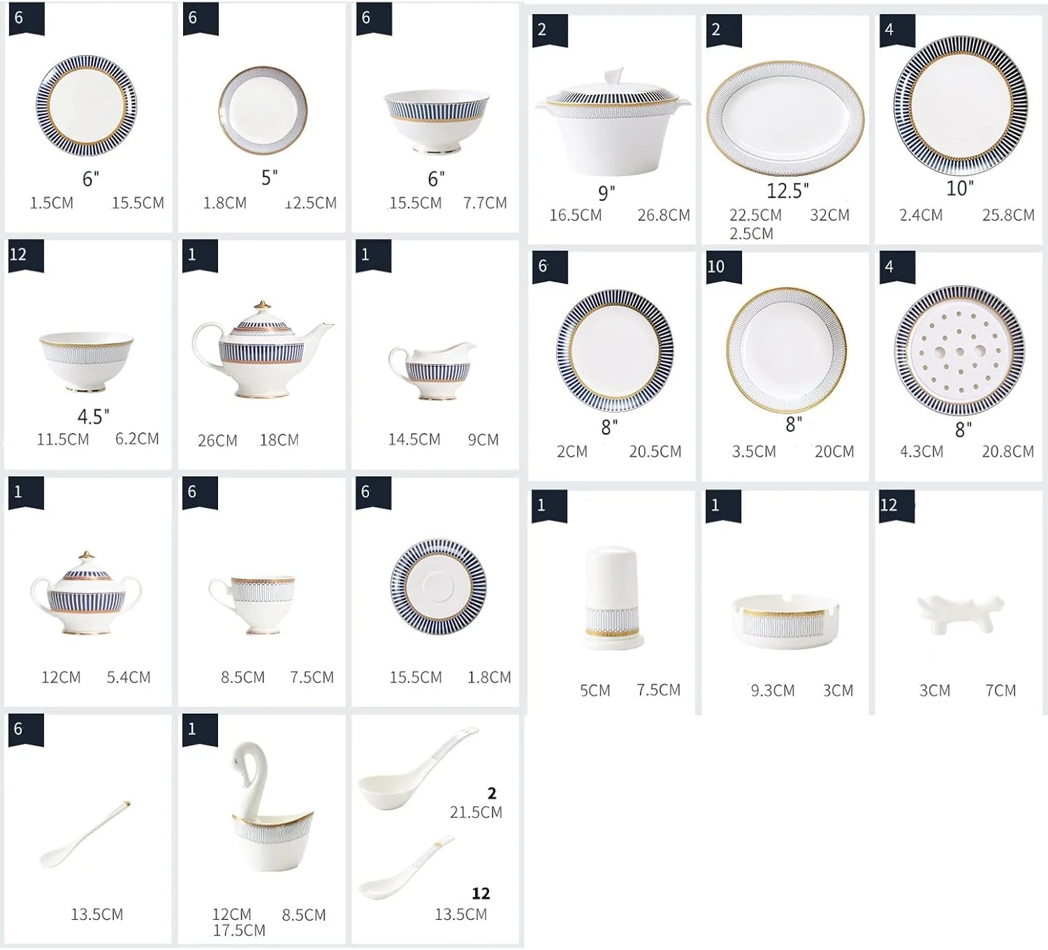 سرویس ظروف غذاخوری 108 پارچه، ست بشقاب سرامیکی، ست بشقاب و کاسه چینی استخوانی، ظروف هدیه شیک، مناسب برای پذیرایی از مهمانی ها و رویدادها برای 10 نفر سرویس ظروف غذاخوری 108 پارچه، ست بشقاب سرامیکی، ست بشقاب و کاسه چینی استخوانی، ظروف هدیه شیک، مناسب برای پذیرایی از مهمانی ها و رویدادها برای 10 نفر