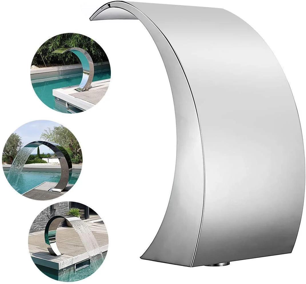 آبنمای استخر، آبنمای استخری آبشاری مستطیلی از جنس استیل ضد زنگ برای استخرهای باغی و آبشارهای فضای باز، 40cm x 20cm