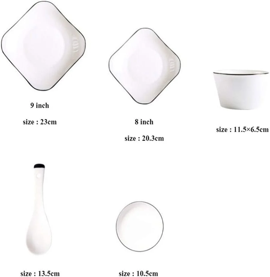 سرویس غذاخوری ۱۴ پارچه برای ۴ نفر، مجموعه ظروف آشپزخانه سرامیکی شامل کاسه، بشقاب و قاشق، هدیه ای سفید رنگ برای دورهمی های خانوادگی سرویس غذاخوری ۱۴ پارچه برای ۴ نفر، مجموعه ظروف آشپزخانه سرامیکی شامل کاسه، بشقاب و قاشق، هدیه ای سفید رنگ برای دورهمی های خانوادگی