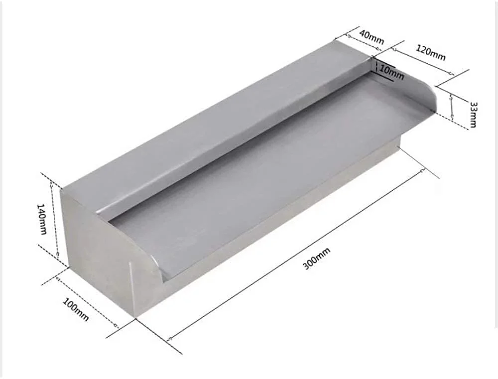 آبنمای استخر، آبنمای استخری آبشاری مستطیلی فولاد ضد زنگ نقره ای برای استخرهای روباز آبشارهای فضای باز، 30x15.7x14 سانتیمتر آبنمای استخر، آبنمای استخری آبشاری مستطیلی فولاد ضد زنگ نقره ای برای استخرهای روباز آبشارهای فضای باز، 30x15.7x14 سانتیمتر