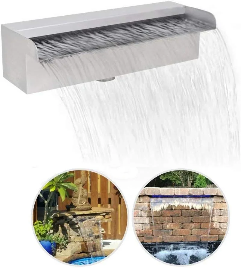آبنمای استخر، آبنمای استخری آبشاری مستطیلی فولاد ضد زنگ نقره ای برای استخرهای روباز آبشارهای فضای باز، 30x15.7x14 سانتیمتر آبنمای استخر، آبنمای استخری آبشاری مستطیلی فولاد ضد زنگ نقره ای برای استخرهای روباز آبشارهای فضای باز، 30x15.7x14 سانتیمتر