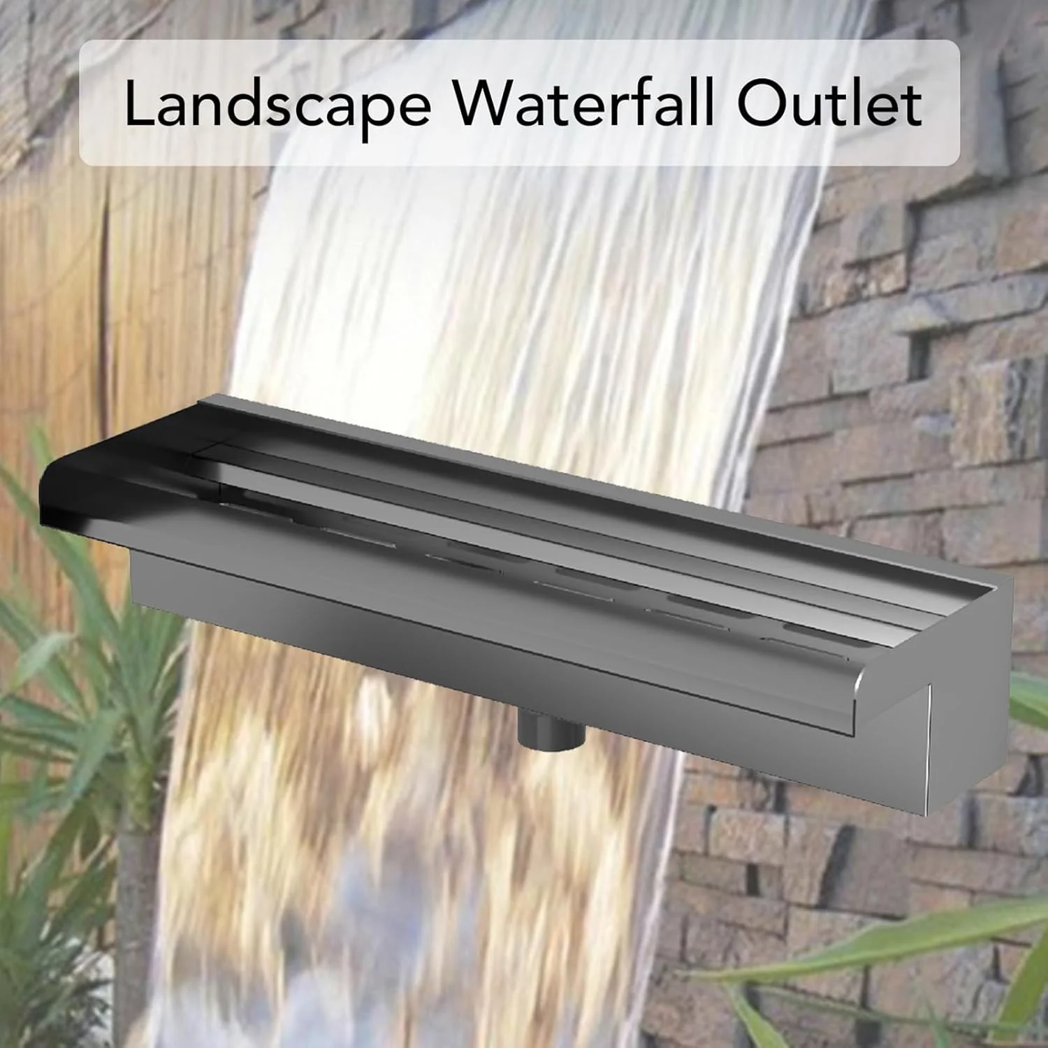 آبنمای استخر با خروجی آبشار، آبشار فولادی ضد زنگ 304 با اتصال دهنده، نازل آب برای باغ فضای باز، آبنمای ویلا، استخر محوطه سازی (500MM) آبنمای استخر با خروجی آبشار، آبشار فولادی ضد زنگ 304 با اتصال دهنده، نازل آب برای باغ فضای باز، آبنمای ویلا، استخر محوطه سازی (500MM)