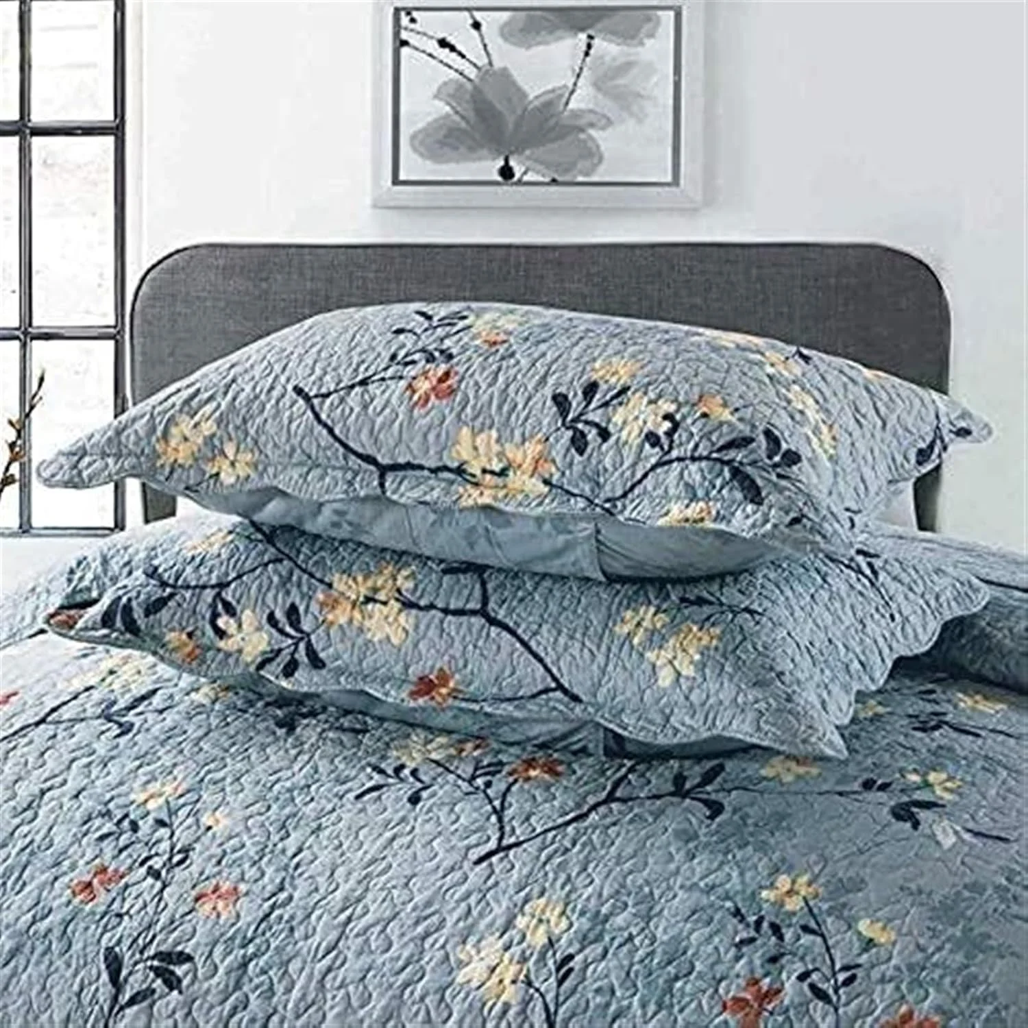 ست روتختی لحاف چاپی با کیفیت 3 تکه لحاف پنبه ای رو تختی سایز کینگ لحاف چند منظوره چهار فصل روکش تخت (230x250cm) با 2 روبالشی (50x70cmx2) (رنگ: آبی 1) (آبی 1)