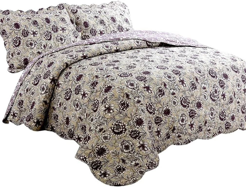 ست لحاف سه تکه طرح گل سایز 230x250 سانتی متر مناسب روتختی/لحاف رو تختی/روکش تخت - سبک و دو رو
