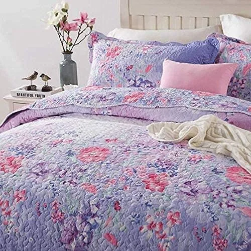 ست روتختی لحاف چاپی با کیفیت 3 تکه لحاف پنبه ای لحاف رو تختی سایز کینگ لحاف چند منظوره چهار فصل روکش تخت (230x250cm) با 2 روبالشی (50x70cmx2)، آبی2