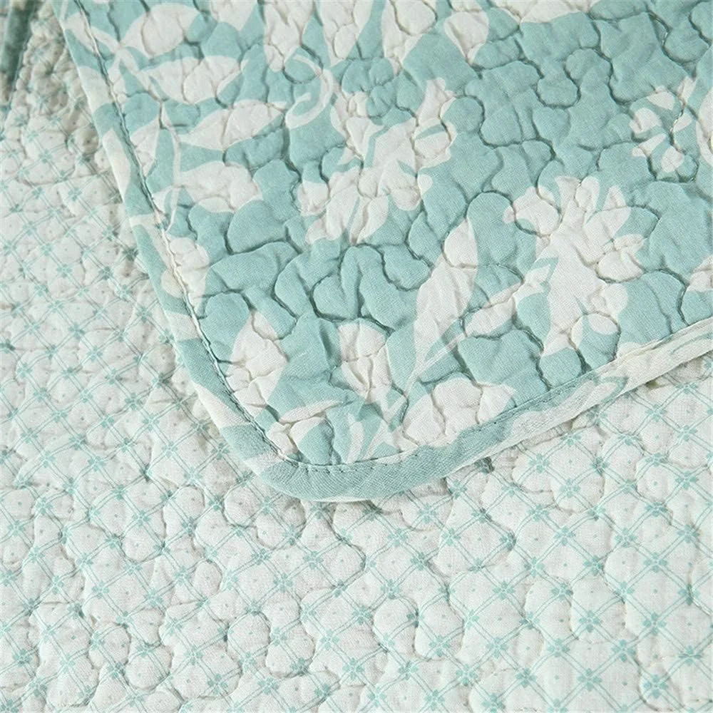 ست لحاف سه تکه سبز روشن سایز کامل/دو نفره به عنوان روتختی/روانداز/کاور تخت - سبک وزن، دو رو، تزئینی