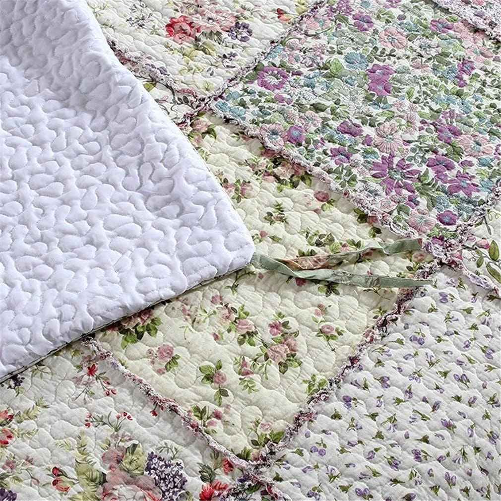 روتختی تکه دوزی 3 تکه؛ لحاف دست دوز تکه ای جنس پنبه 230 * 270 سانتی متر + 50 * 70 سانتی متر 2 عدد برای تخت 135 یا 150