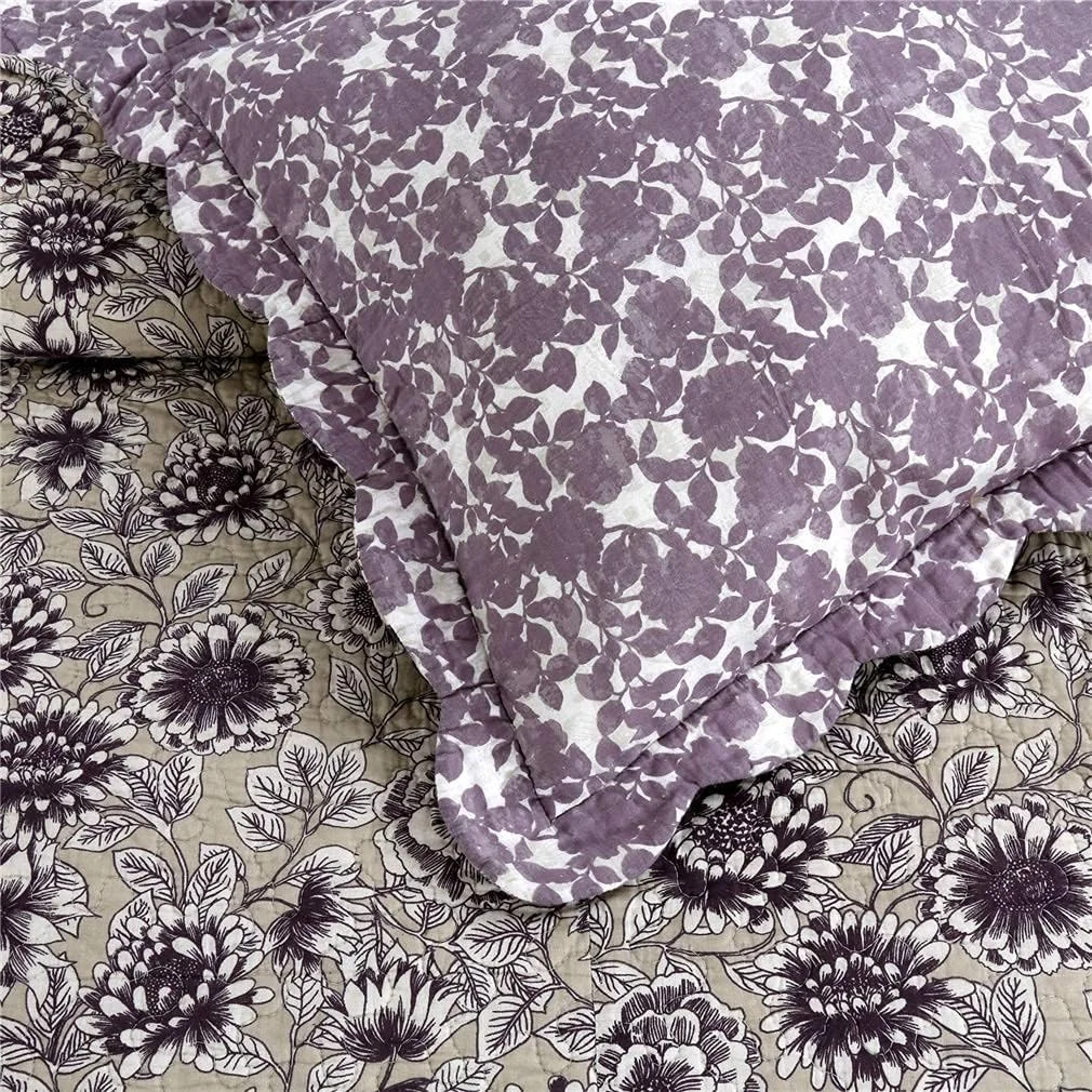 ست لحاف سه تکه طرح گل سایز 230x250 سانتی متر مناسب روتختی/لحاف رو تختی/روکش تخت - سبک و دو رو