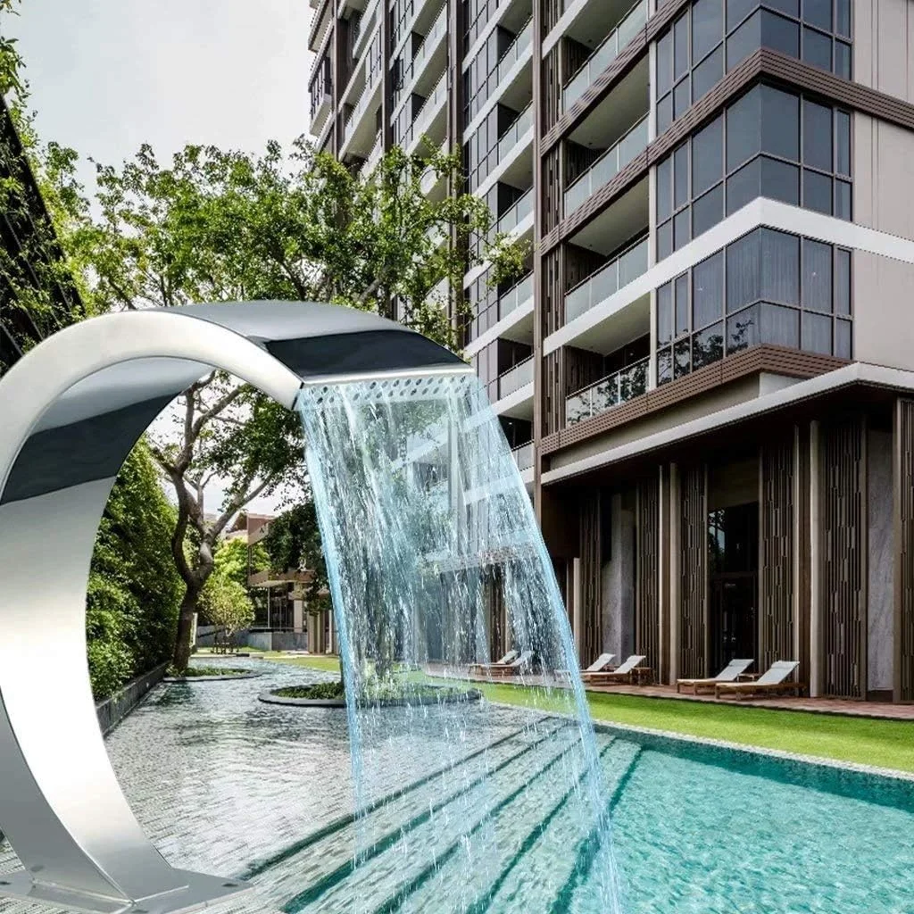 آبنمای استیل ضد زنگ آبشاری برای استخر باغ، مناسب برای استخرهای روباز و آبشارهای تزئینی آبنمای استیل ضد زنگ آبشاری برای استخر باغ، مناسب برای استخرهای روباز و آبشارهای تزئینی