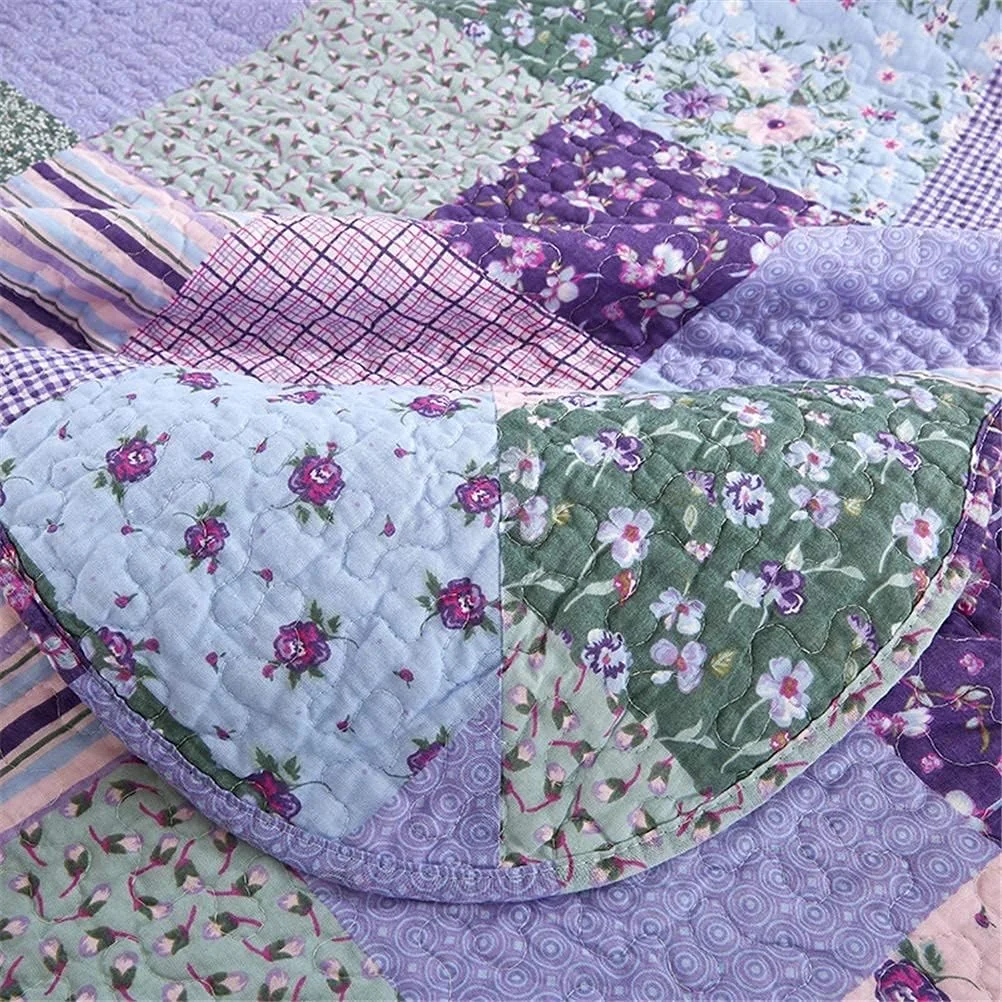 روتختی کینگ سایز طرح دار 230 در 250 سانتی متر، پنبه ای، طرح گل آمریکایی، روتختی و رولحافی دو رو، ست 3 تکه لحاف نرم با 2 عدد روبالشی