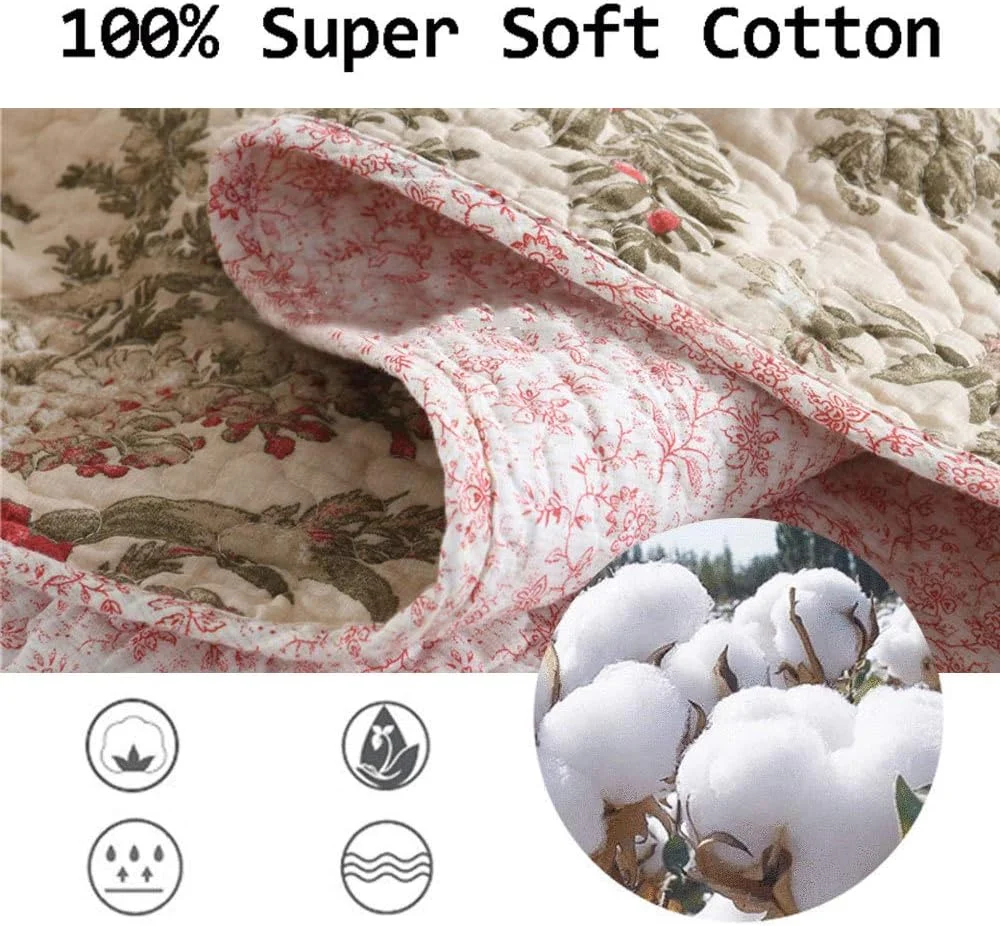 روتختی دو نفره لحافی با روکش تخت 230x250 سانتی متر، 100% پنبه، لحاف دوزی شده، ست ملحفه 3 تکه، پتوی تخت خواب برگشت پذیر، مناسب تمام فصول، ملحفه چند منظوره + 2 روبالشی 50x70 سانتی متر