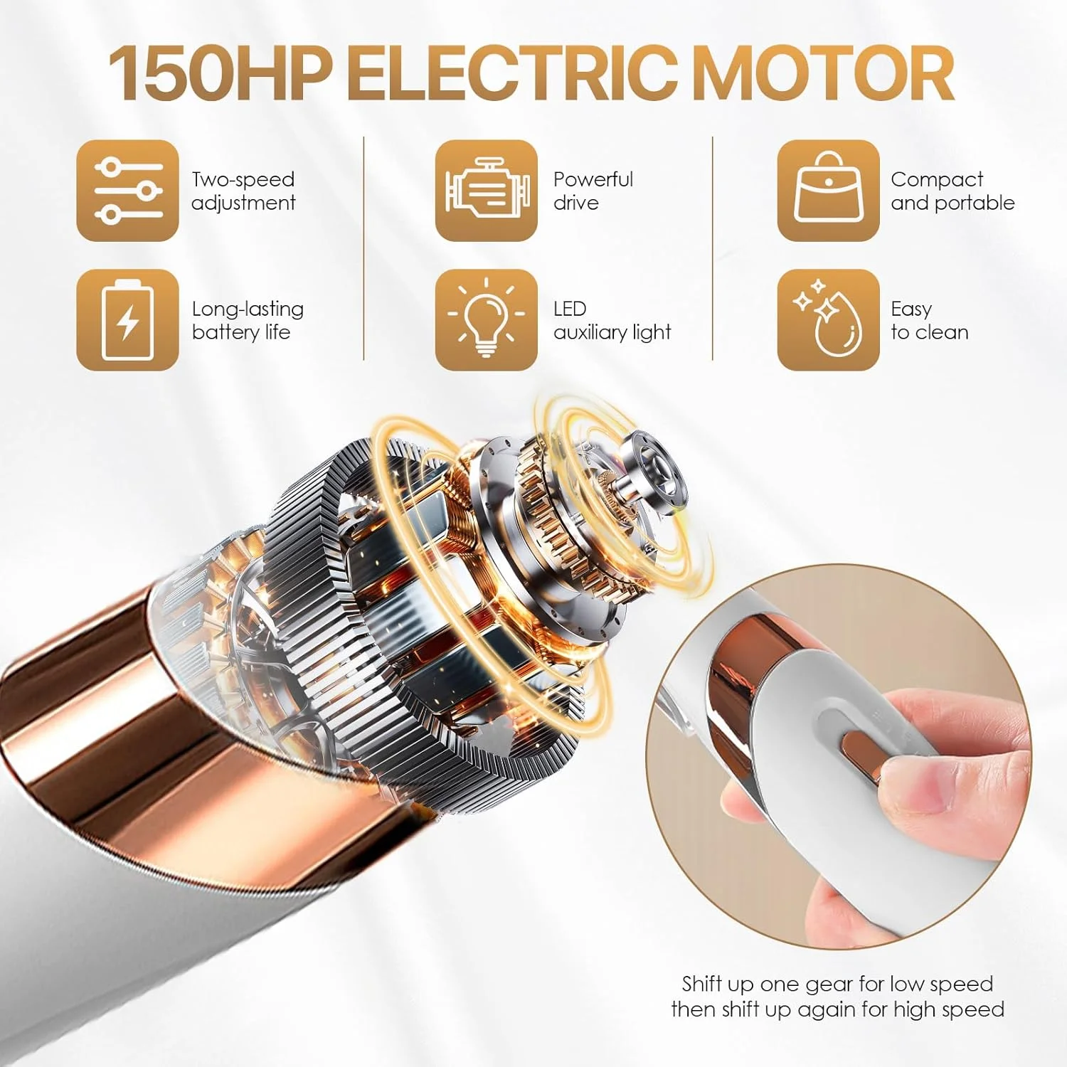 RoserRose Callus File, Foot File, Electric Callus Remover Feet, Electric Callus Remover Feet, Pedicure Set, Foot Care Electric with 2 Grinding Heads, 2 Speeds & LED Light