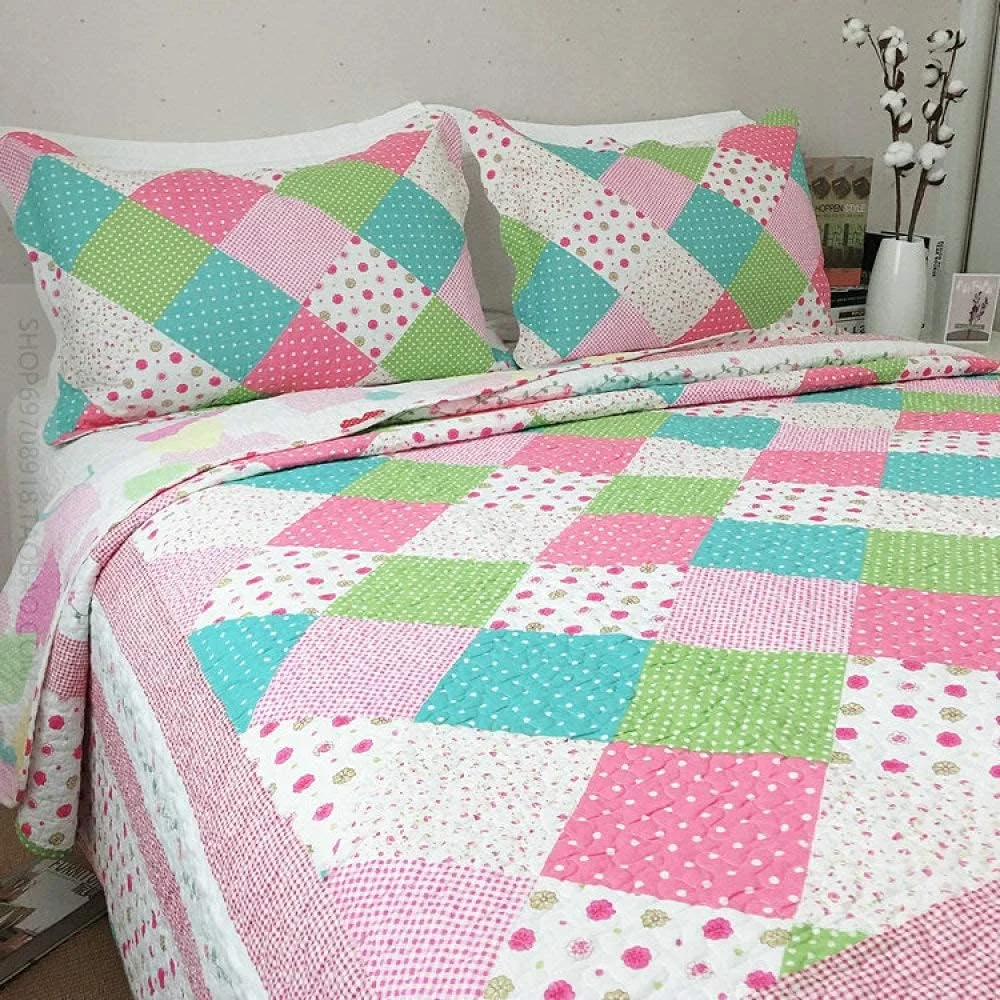 Bedspread Double King Size Cotton Printed Quilted Retro Quilt 225X250cm Bed Cover Throws Bedding Lightweight Coverlet Decorative,N-225X250cm,Ad-king 225X250cm