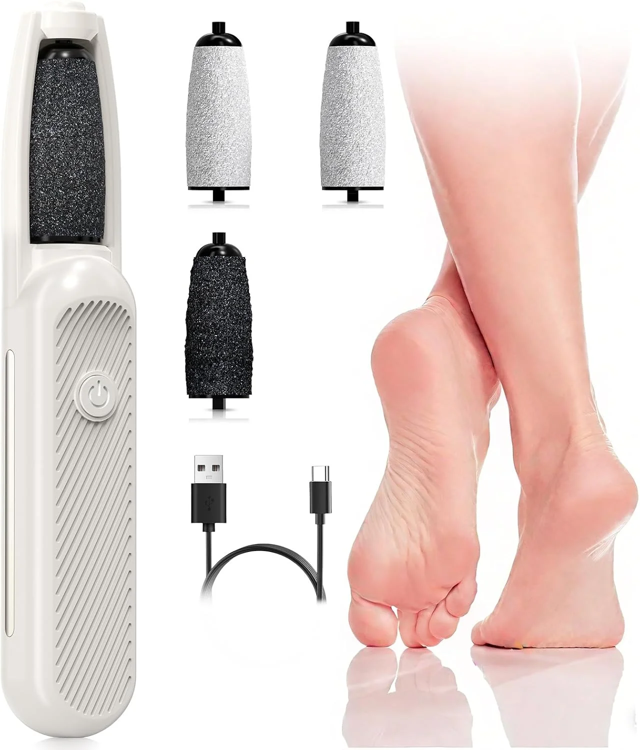 سوهان برقی پدیکور پا Robofun، ست پدیکور شارژی، سوهان برقی مراقبت از پا با 3 سرعت، 4 سری قابل تعویض، مناسب برای پاشنه های ترک خورده، میخچه و پینه سوهان برقی پدیکور پا Robofun، ست پدیکور شارژی، سوهان برقی مراقبت از پا با 3 سرعت، 4 سری قابل تعویض، مناسب برای پاشنه های ترک خورده، میخچه و پینه