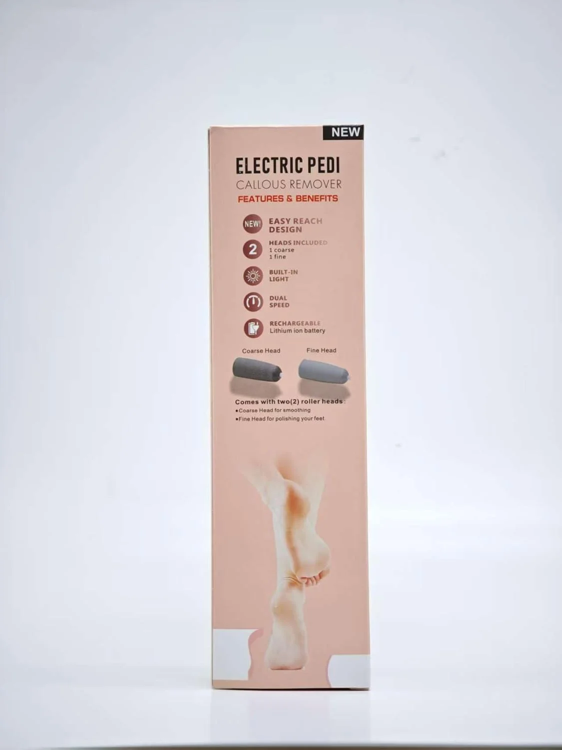 RoserRose Callus File, Foot File, Electric Callus Remover Feet, Electric Callus Remover Feet, Pedicure Set, Foot Care Electric with 2 Grinding Heads, 2 Speeds & LED Light