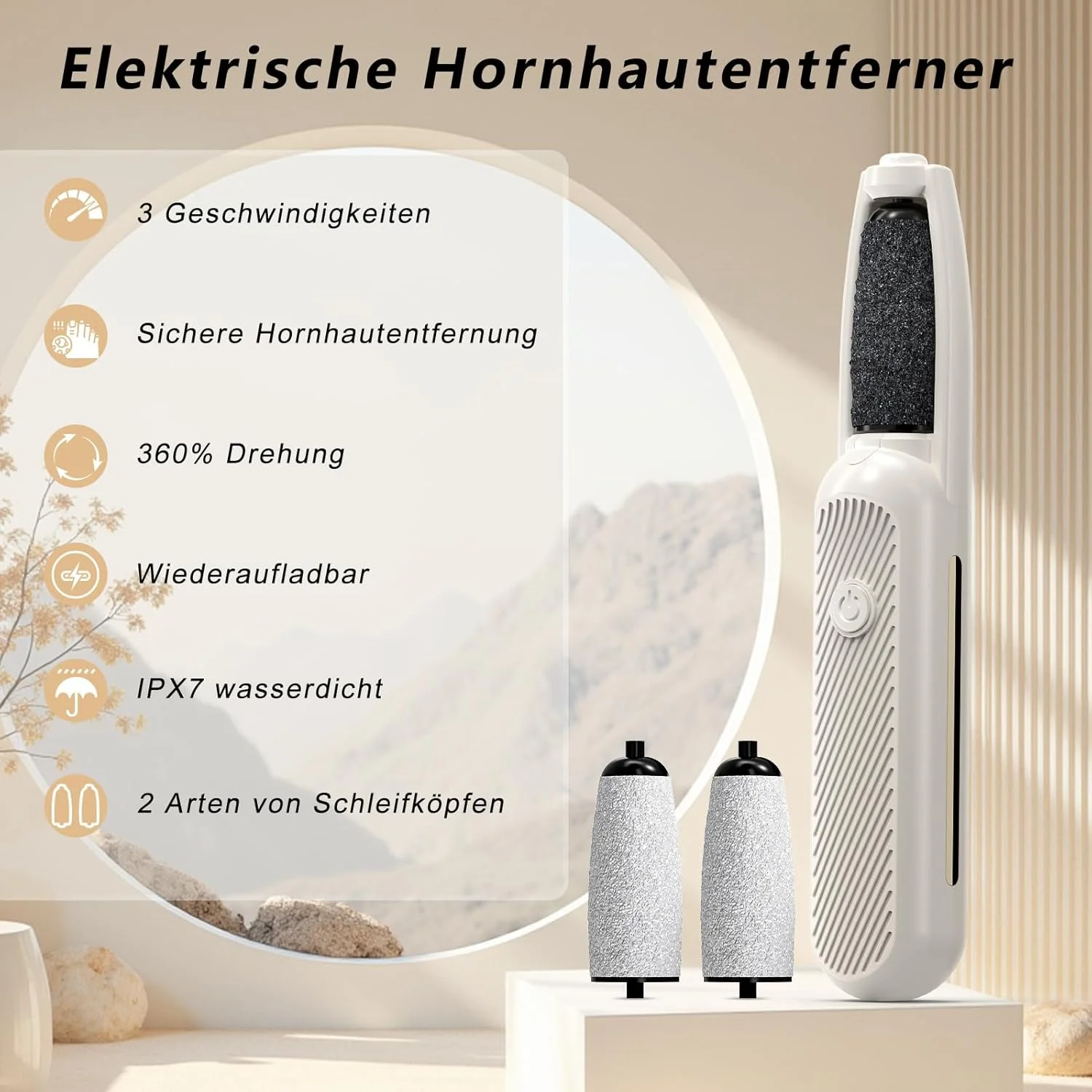 سوهان برقی پدیکور پا Robofun، ست پدیکور شارژی، سوهان برقی مراقبت از پا با 3 سرعت، 4 سری قابل تعویض، مناسب برای پاشنه های ترک خورده، میخچه و پینه سوهان برقی پدیکور پا Robofun، ست پدیکور شارژی، سوهان برقی مراقبت از پا با 3 سرعت، 4 سری قابل تعویض، مناسب برای پاشنه های ترک خورده، میخچه و پینه