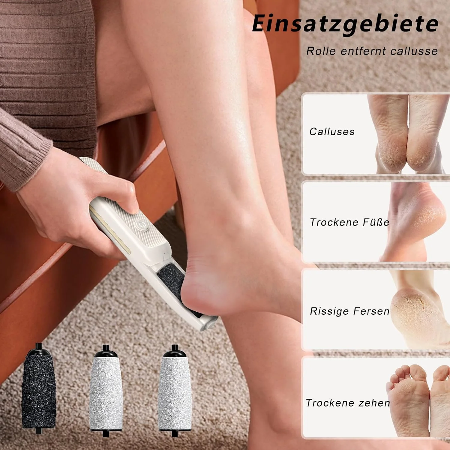 سوهان برقی پدیکور پا Robofun، ست پدیکور شارژی، سوهان برقی مراقبت از پا با 3 سرعت، 4 سری قابل تعویض، مناسب برای پاشنه های ترک خورده، میخچه و پینه سوهان برقی پدیکور پا Robofun، ست پدیکور شارژی، سوهان برقی مراقبت از پا با 3 سرعت، 4 سری قابل تعویض، مناسب برای پاشنه های ترک خورده، میخچه و پینه