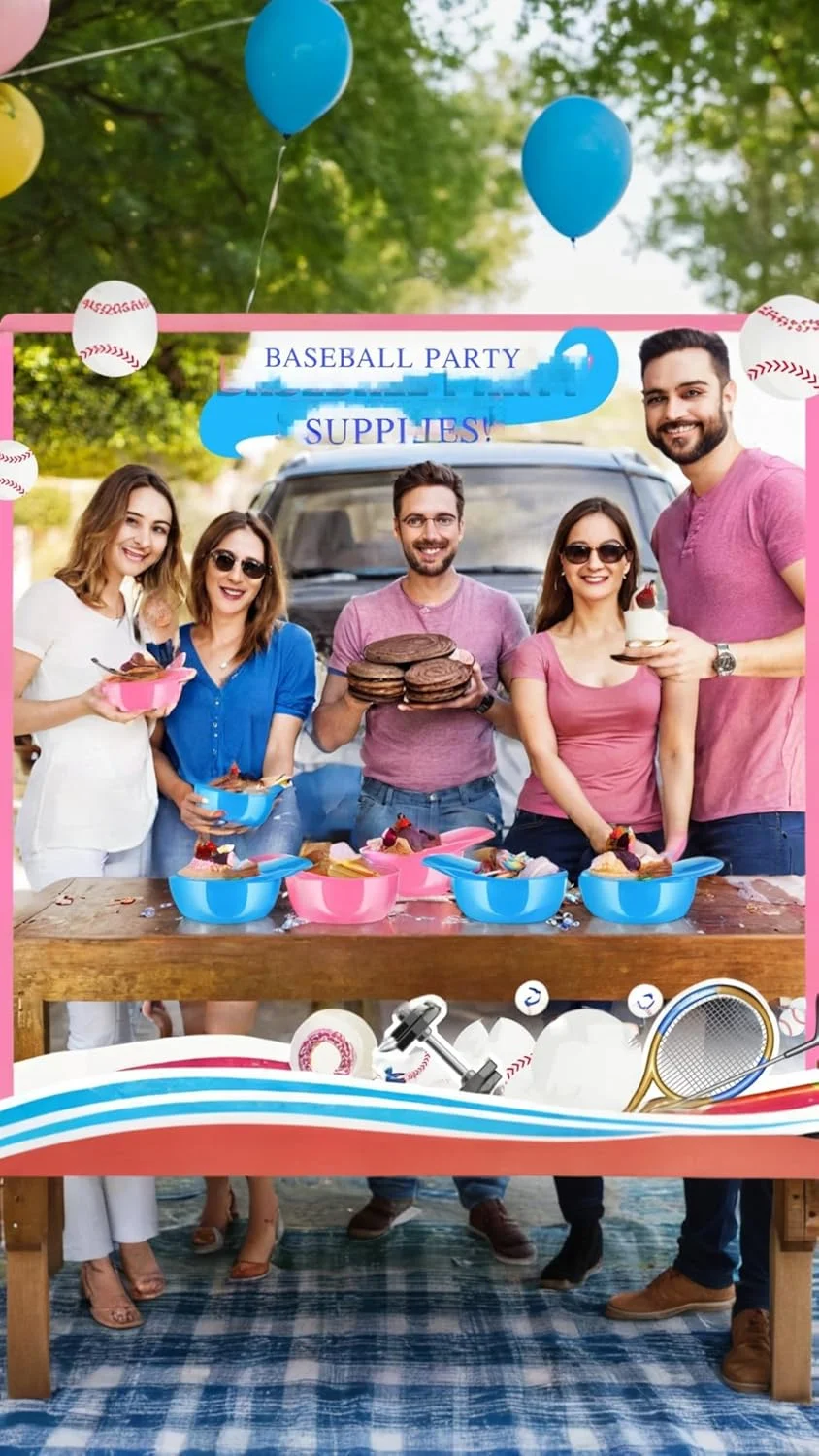 لوازم مهمانی تابستانی Sweet Seven - کاسه های بستنی و قاشق های مزه یکبار مصرف (صورتی، آبی آسمانی) - کاسه های کوچک بستنی خوری 8 اونسی و قاشق های دسر