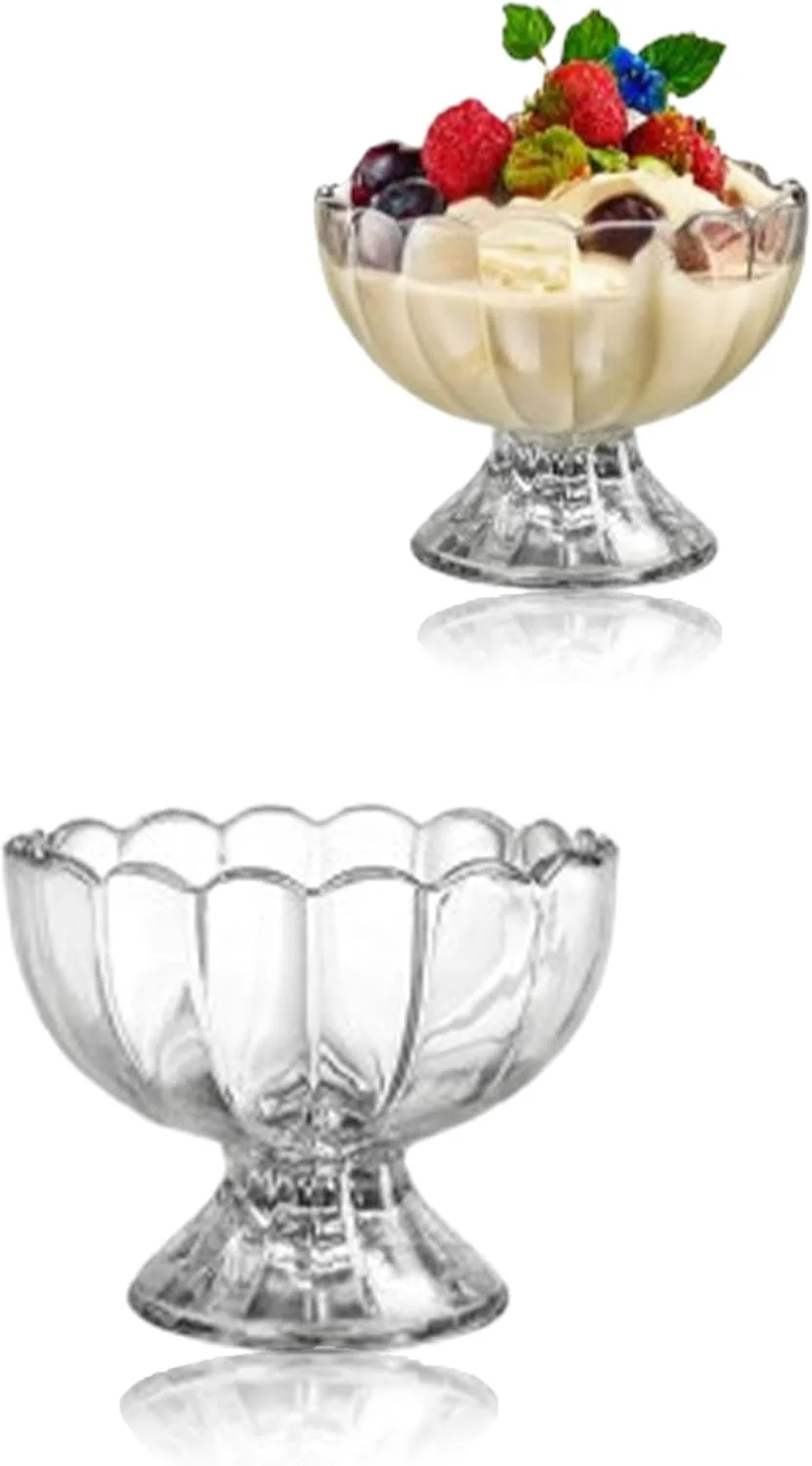 ست 6 عددی کاسه/فنجان دسر شیشه ای پایه دار طرح لاله Sweet Seven، 150 میلی لیتر - مناسب برای دسر، بستنی، میوه، ترایفل، مهمانی (شفاف)