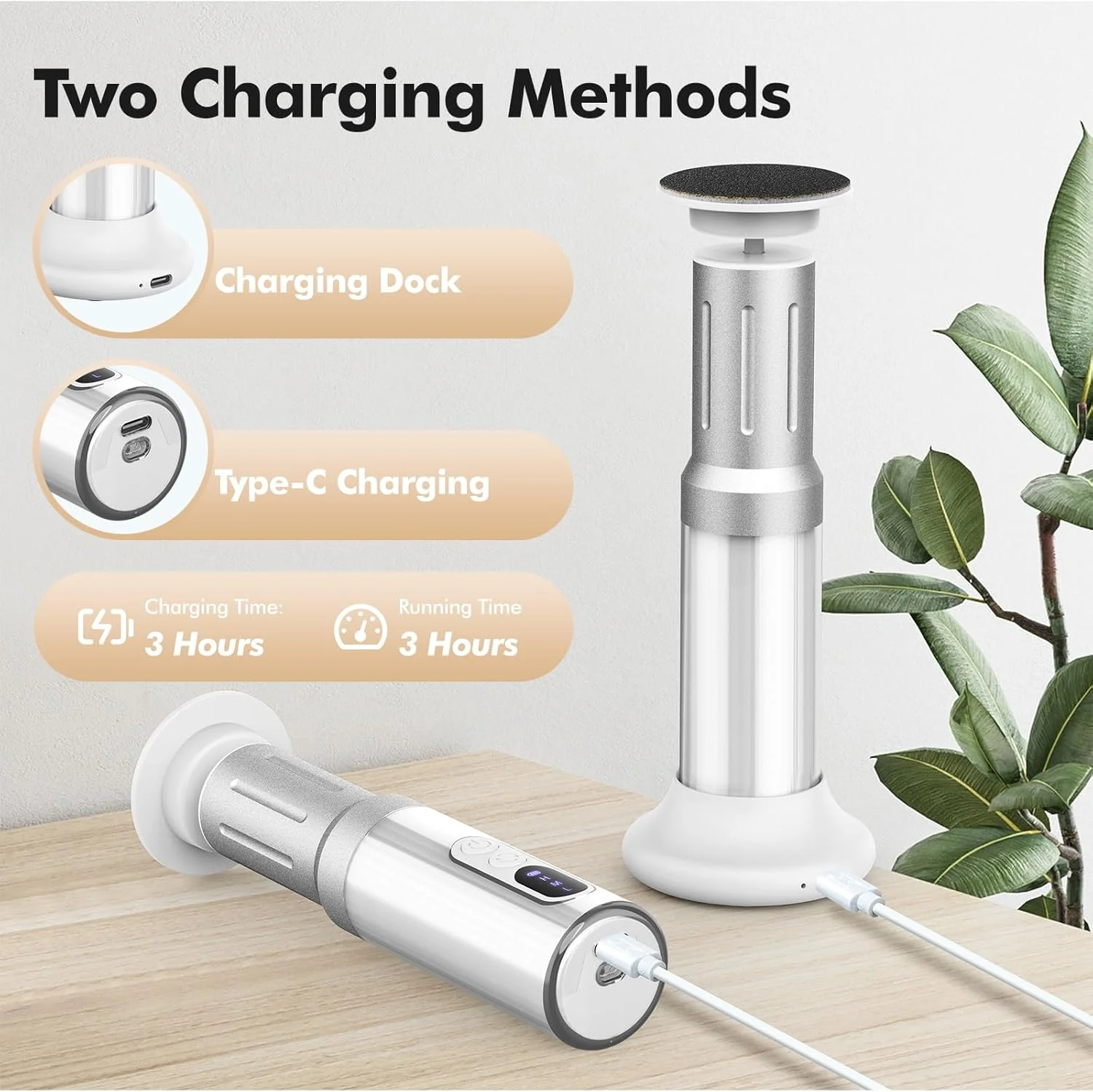 سوهان برقی شارژی پدیکور پا، کیت سوهان برقی بی سیم با 6 سرعت به همراه پایه شارژ، مناسب برای از بین بردن پینه پا برای خانم ها، آقایان و ناخن (سفید)