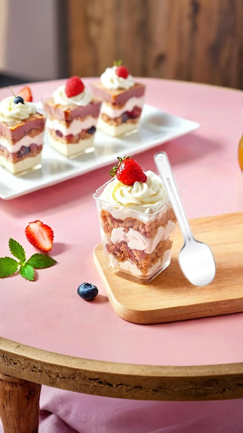 ظروف دسر مینی 5 اونسی همه کاره Sweet seven به همراه قاشق - بسته 100 عددی ظروف پلاستیکی شفاف پیش غذا برای مهمانی، دسر، جام و ظروف پارفیت مربعی ظروف دسر مینی 5 اونسی همه کاره Sweet seven به همراه قاشق - بسته 100 عددی ظروف پلاستیکی شفاف پیش غذا برای مهمانی، دسر، جام و ظروف پارفیت مربعی