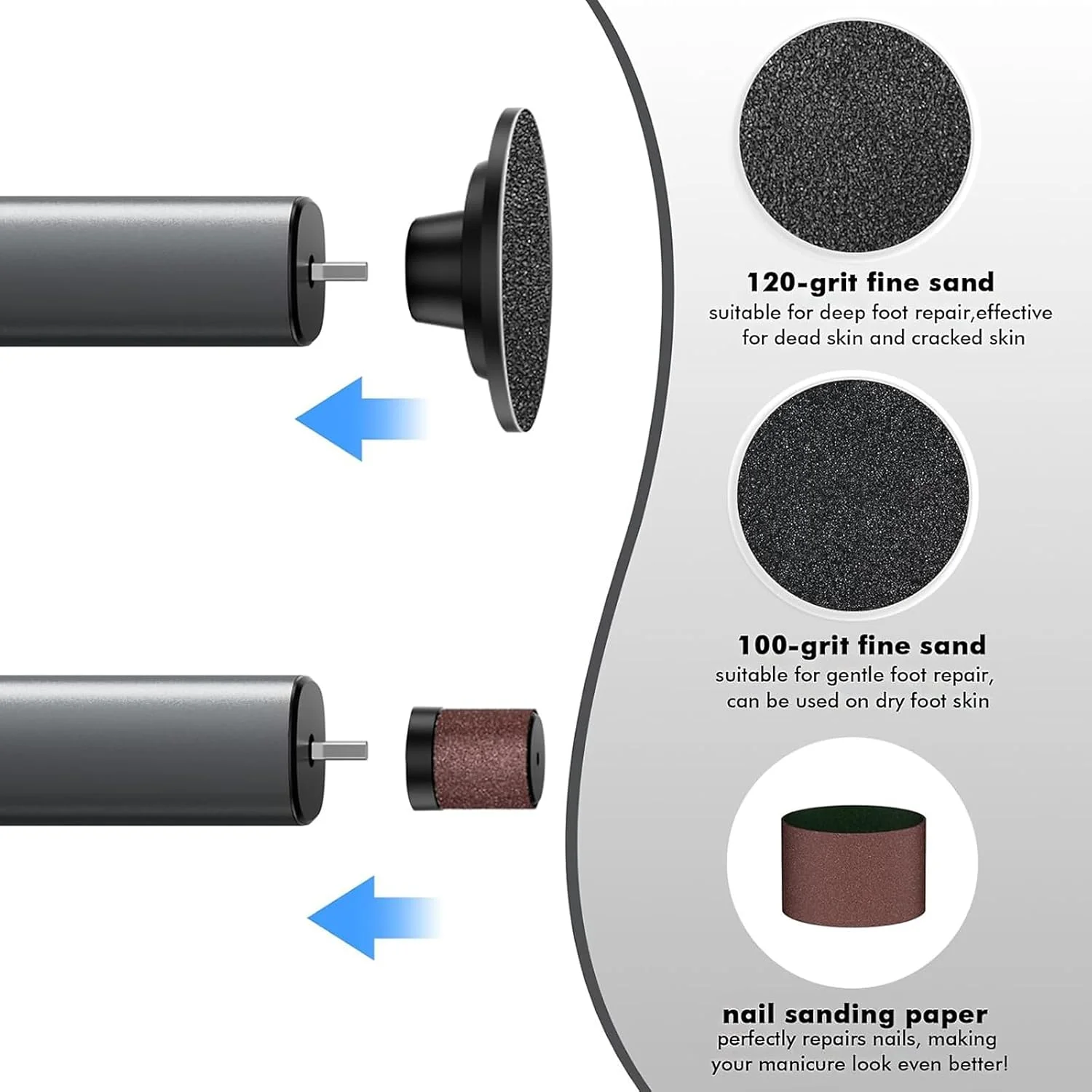 سوهان برقی پا 2 در 1 قابل شارژ، از بین برنده پینه پا با 20 پد لایه بردار پا و 10 پد لایه بردار ناخن، سوهان برقی پا با باتری 1800 میلی آمپر ساعتی، 9 سرعت قابل تنظیم