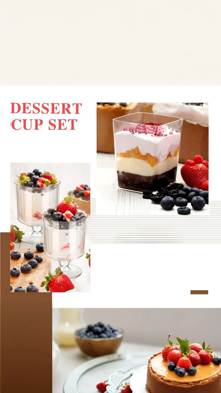 ظروف دسر مینی 5 اونسی همه کاره Sweet seven به همراه قاشق - بسته 100 عددی ظروف پلاستیکی شفاف پیش غذا برای مهمانی، دسر، جام و ظروف پارفیت مربعی ظروف دسر مینی 5 اونسی همه کاره Sweet seven به همراه قاشق - بسته 100 عددی ظروف پلاستیکی شفاف پیش غذا برای مهمانی، دسر، جام و ظروف پارفیت مربعی