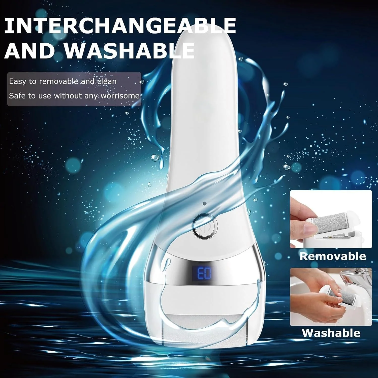 سوهان برقی شارژی پا با 3 سری قابل تعویض، سوهان پای ضد آب قابل حمل برای پاشنه های خشک، ترک خورده و پوست زبر، ابزار پدیکور مناسب برای آقایان و خانم ها