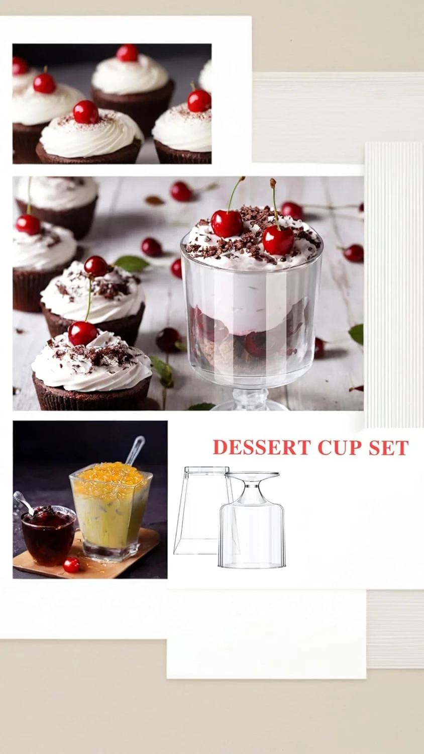 ظروف دسر مینی 5 اونسی همه کاره Sweet seven به همراه قاشق - بسته 100 عددی ظروف پلاستیکی شفاف پیش غذا برای مهمانی، دسر، جام و ظروف پارفیت مربعی ظروف دسر مینی 5 اونسی همه کاره Sweet seven به همراه قاشق - بسته 100 عددی ظروف پلاستیکی شفاف پیش غذا برای مهمانی، دسر، جام و ظروف پارفیت مربعی