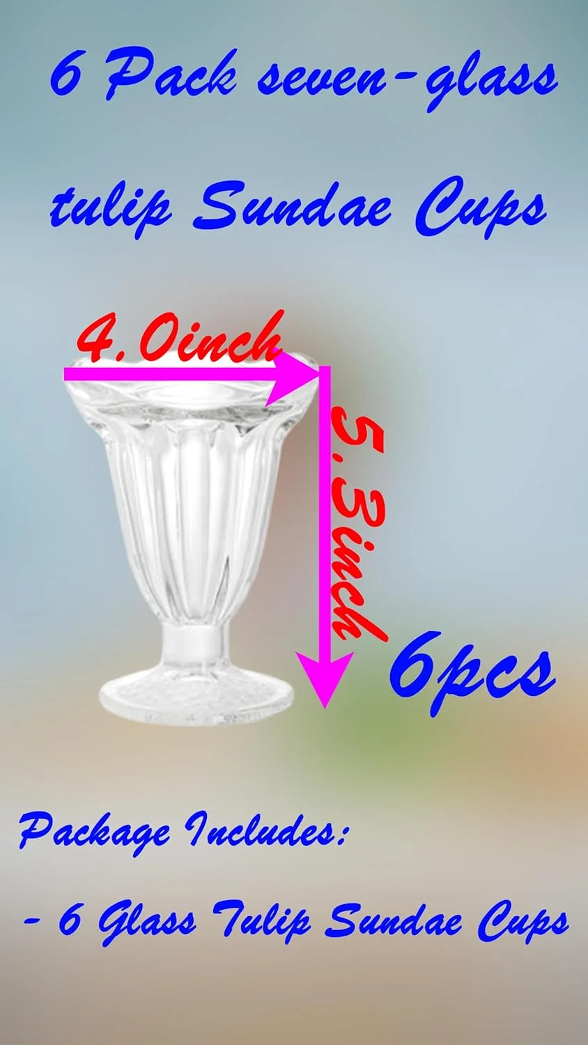 ست 6 عددی جام بستنی خوری شیشه ای Sweet seven - جام های 200 میلی لیتری لاله ای شکل شفاف برای سرو بستنی، دسر، میوه، سالاد و تنقلات ست 6 عددی جام بستنی خوری شیشه ای Sweet seven - جام های 200 میلی لیتری لاله ای شکل شفاف برای سرو بستنی، دسر، میوه، سالاد و تنقلات