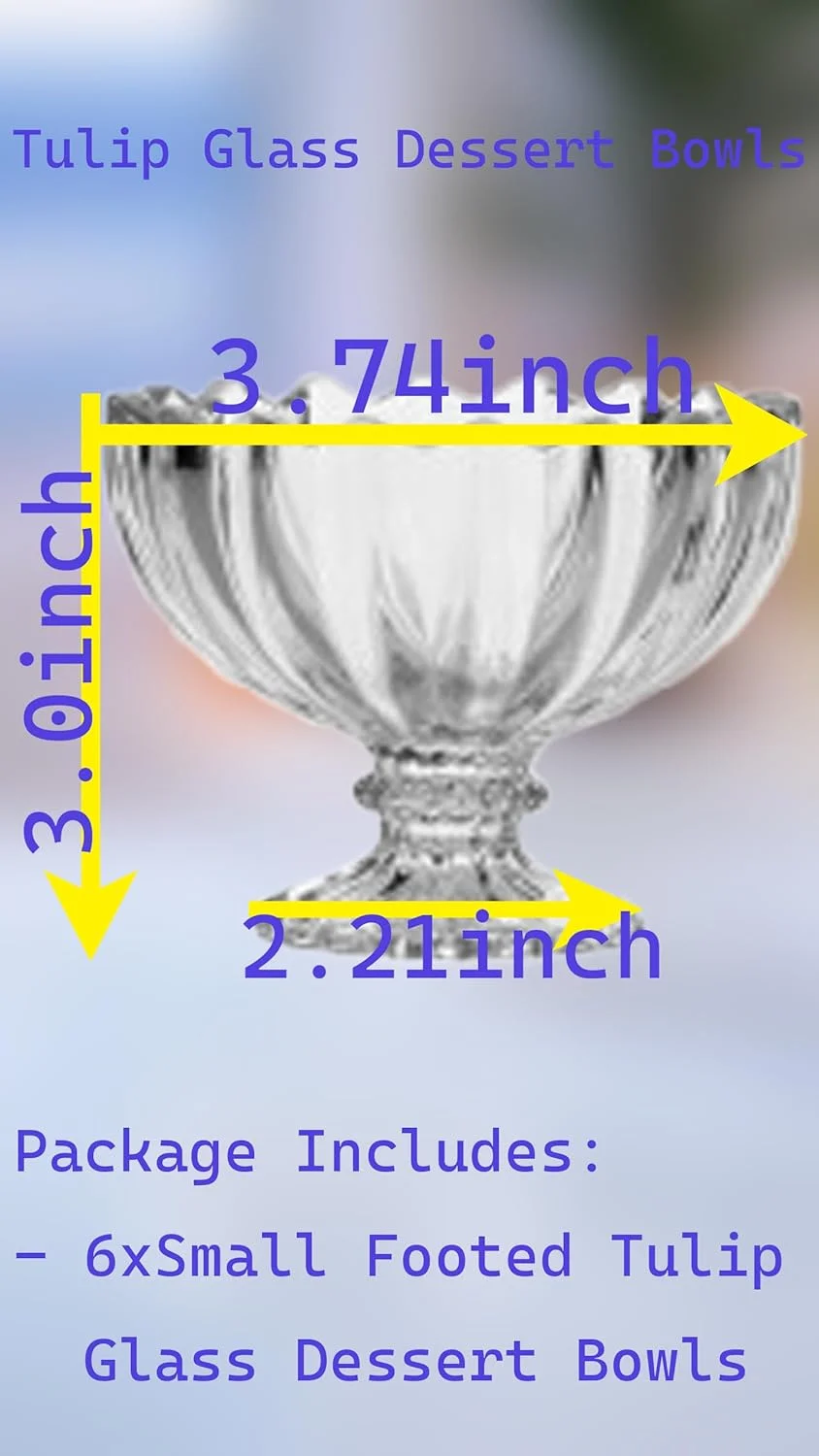 ظروف دسر خوری شیشه ای لاله ای Sweet seven - 120 میلی لیتر (6 عدد) | ظروف سرو چند منظوره برای بستنی، میوه، سالاد، تنقلات و موارد دیگر ظروف دسر خوری شیشه ای لاله ای Sweet seven - 120 میلی لیتر (6 عدد) | ظروف سرو چند منظوره برای بستنی، میوه، سالاد، تنقلات و موارد دیگر