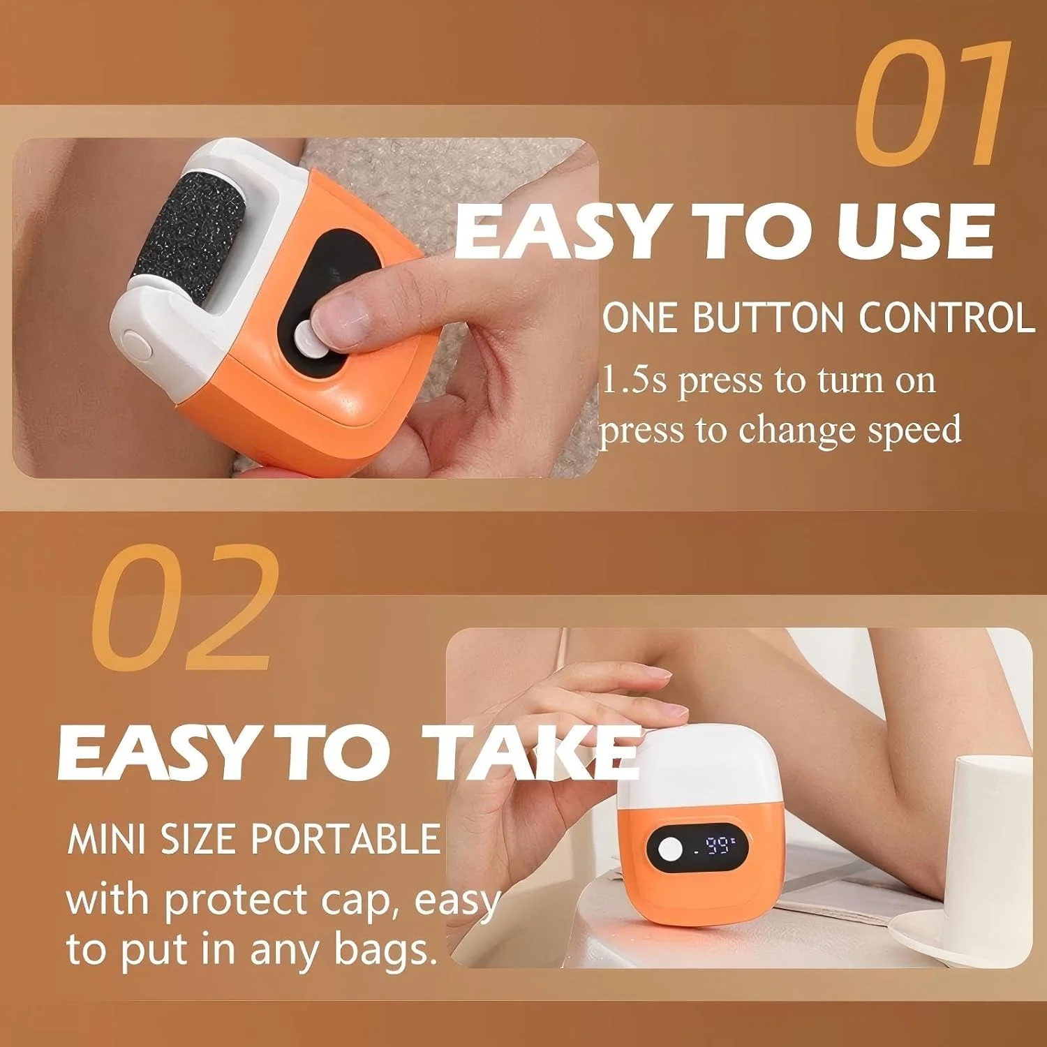 سوهان برقی شارژی پا با 3 سری غلتکی، سوهان و اسکرابر ضد آب برای پوست های سفت، ترک خورده و خشک، ابزار چند سرعته پدیکور مراقبت از پا