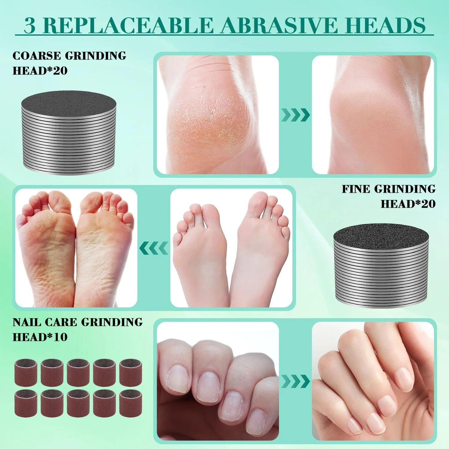 سوهان برقی پا 2 در 1 قابل شارژ، سوهان پینه بردار ارتقا یافته برای پا، سوهان پا با 6 سرعت قابل تنظیم به همراه 50 عدد دیسک سمباده برای مراقبت از ناخن/از بین بردن پینه های پوست مرده