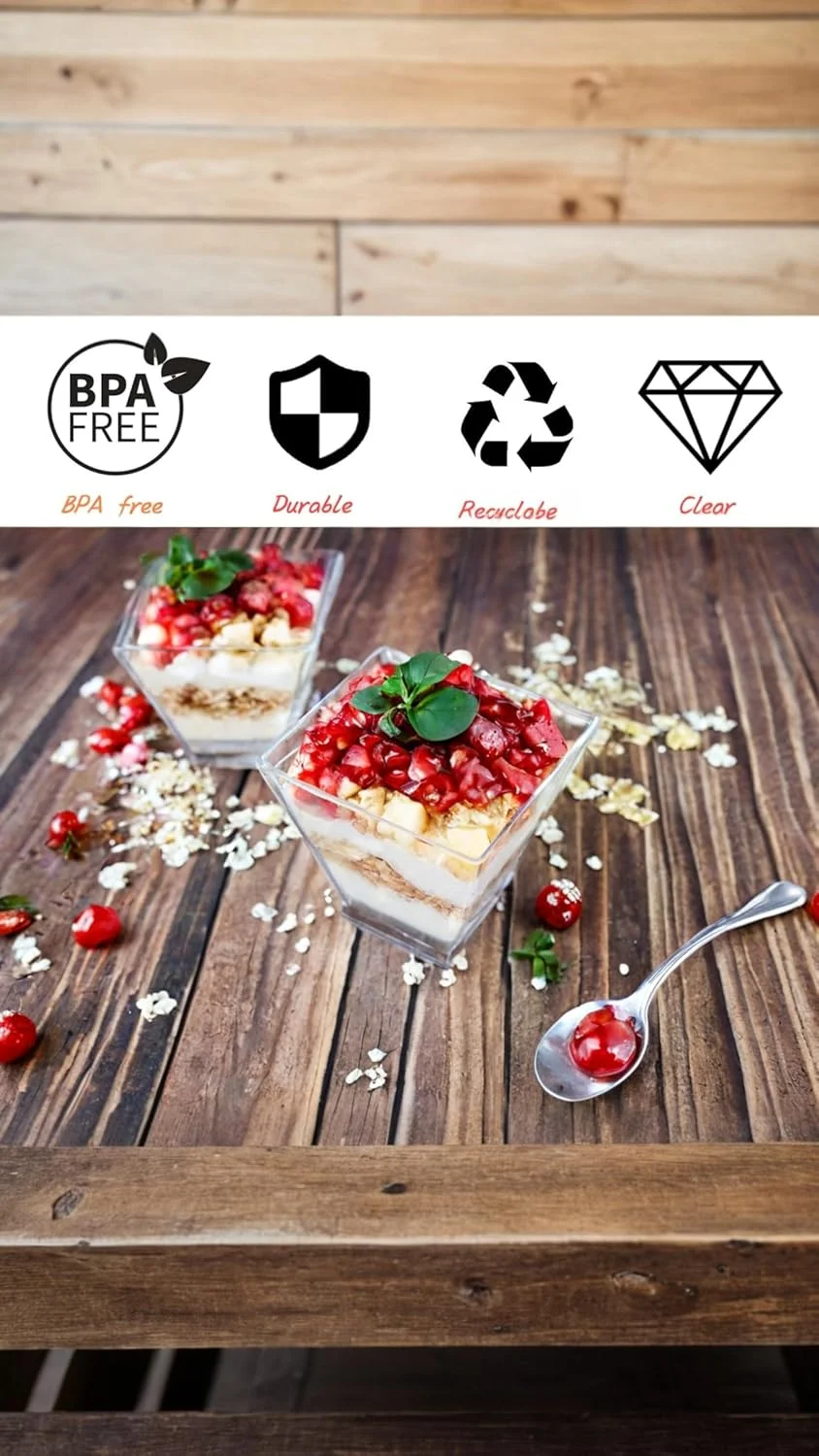 ظروف دسر مینیاتوری 2 اونسی Sweet seven، بسته 100 عددی، همراه با قاشق - کاسه های کوچک دسر قابل استفاده مجدد برای سرو میوه، بستنی، پودینگ و ماست ظروف دسر مینیاتوری 2 اونسی Sweet seven، بسته 100 عددی، همراه با قاشق - کاسه های کوچک دسر قابل استفاده مجدد برای سرو میوه، بستنی، پودینگ و ماست