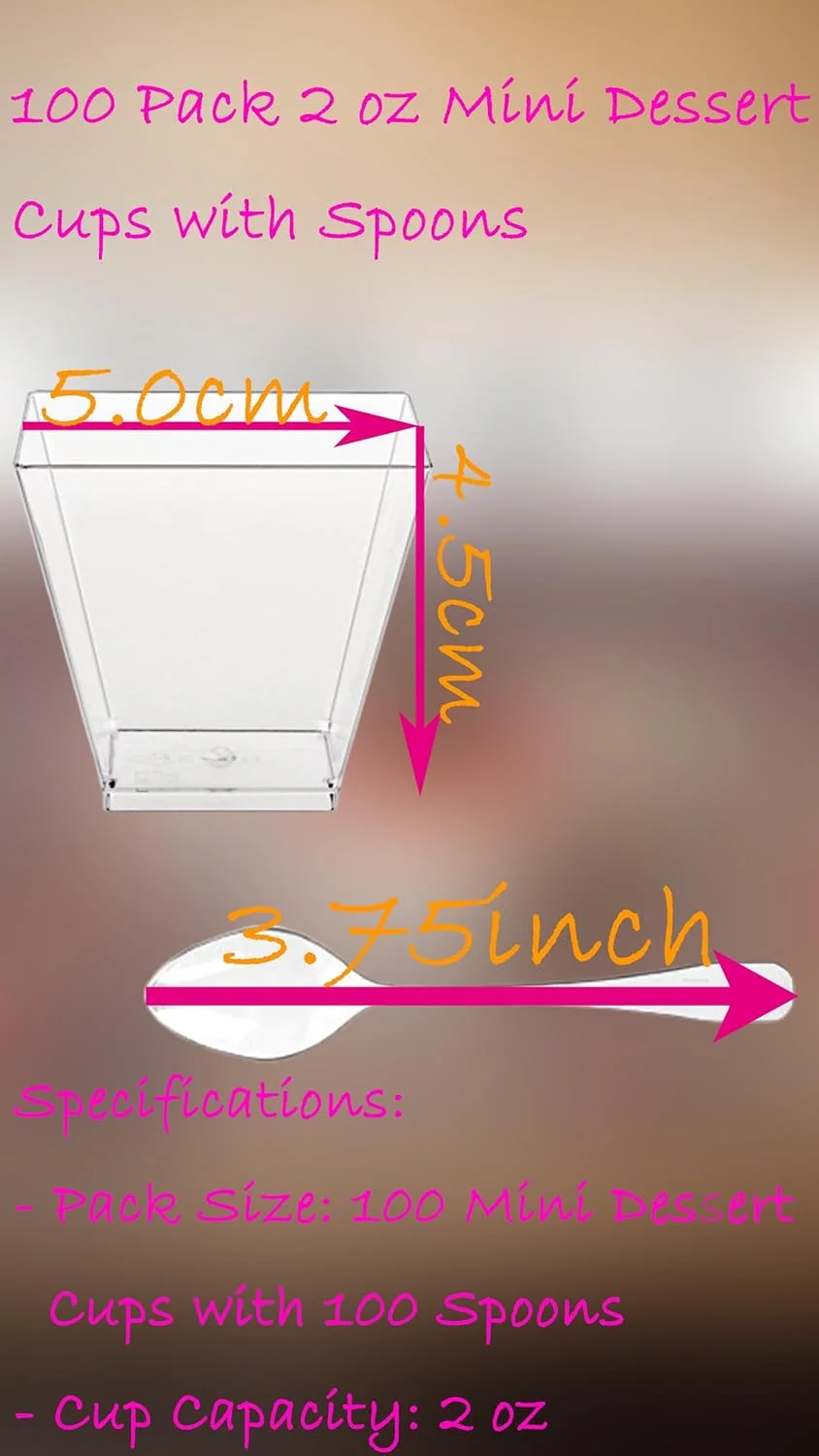 ظروف دسر مینیاتوری 2 اونسی Sweet seven، بسته 100 عددی، همراه با قاشق - کاسه های کوچک دسر قابل استفاده مجدد برای سرو میوه، بستنی، پودینگ و ماست ظروف دسر مینیاتوری 2 اونسی Sweet seven، بسته 100 عددی، همراه با قاشق - کاسه های کوچک دسر قابل استفاده مجدد برای سرو میوه، بستنی، پودینگ و ماست