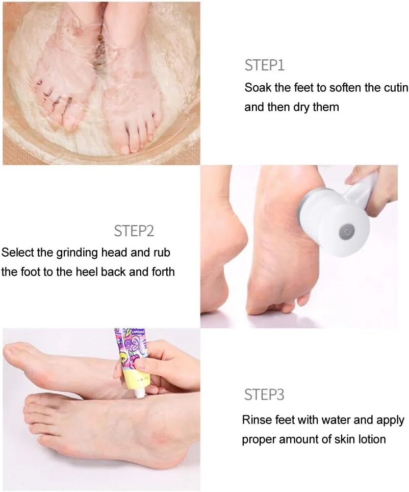 سوهان برقی پا Raitron، ابزار پدیکور برقی با جذب خودکار برای تمیز کردن و از بین بردن پوست مرده