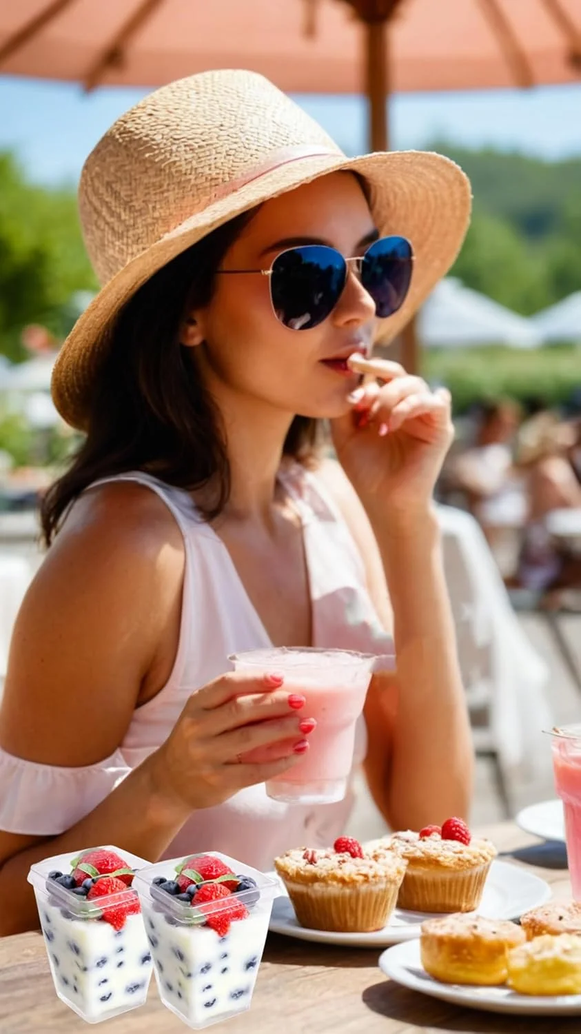 ظروف دسر پلاستیکی شفاف Sweet seven بسته 50 عددی به همراه درب و قاشق برای پارفه، پیش غذا، پودینگ، میوه و بستنی در مهمانی ها و رویدادها ظروف دسر پلاستیکی شفاف Sweet seven بسته 50 عددی به همراه درب و قاشق برای پارفه، پیش غذا، پودینگ، میوه و بستنی در مهمانی ها و رویدادها