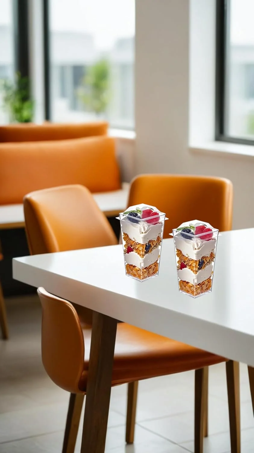 بسته 30 عددی لیوان دسر مینیاتوری مربعی شفاف Sweet Seven به همراه درب و قاشق، مناسب برای پارفه، پودینگ و پیش غذا، لیوان های کوچک پلاستیکی شات دسر 100 میلی لیتری برای مهمانی ها بسته 30 عددی لیوان دسر مینیاتوری مربعی شفاف Sweet Seven به همراه درب و قاشق، مناسب برای پارفه، پودینگ و پیش غذا، لیوان های کوچک پلاستیکی شات دسر 100 میلی لیتری برای مهمانی ها